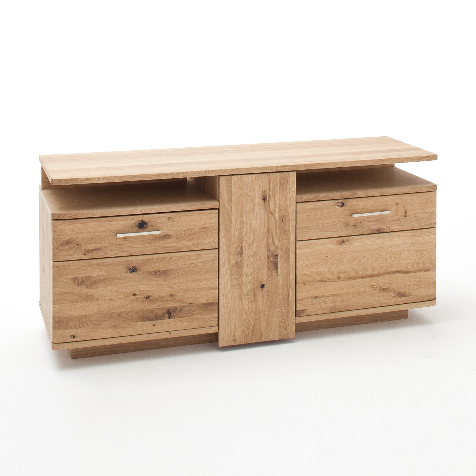 Empinio24 TV-Bank Santa Fe, Breite 150 cm, Eiche teilmassiv bianco, mit 3 Türen und 2 Fächern