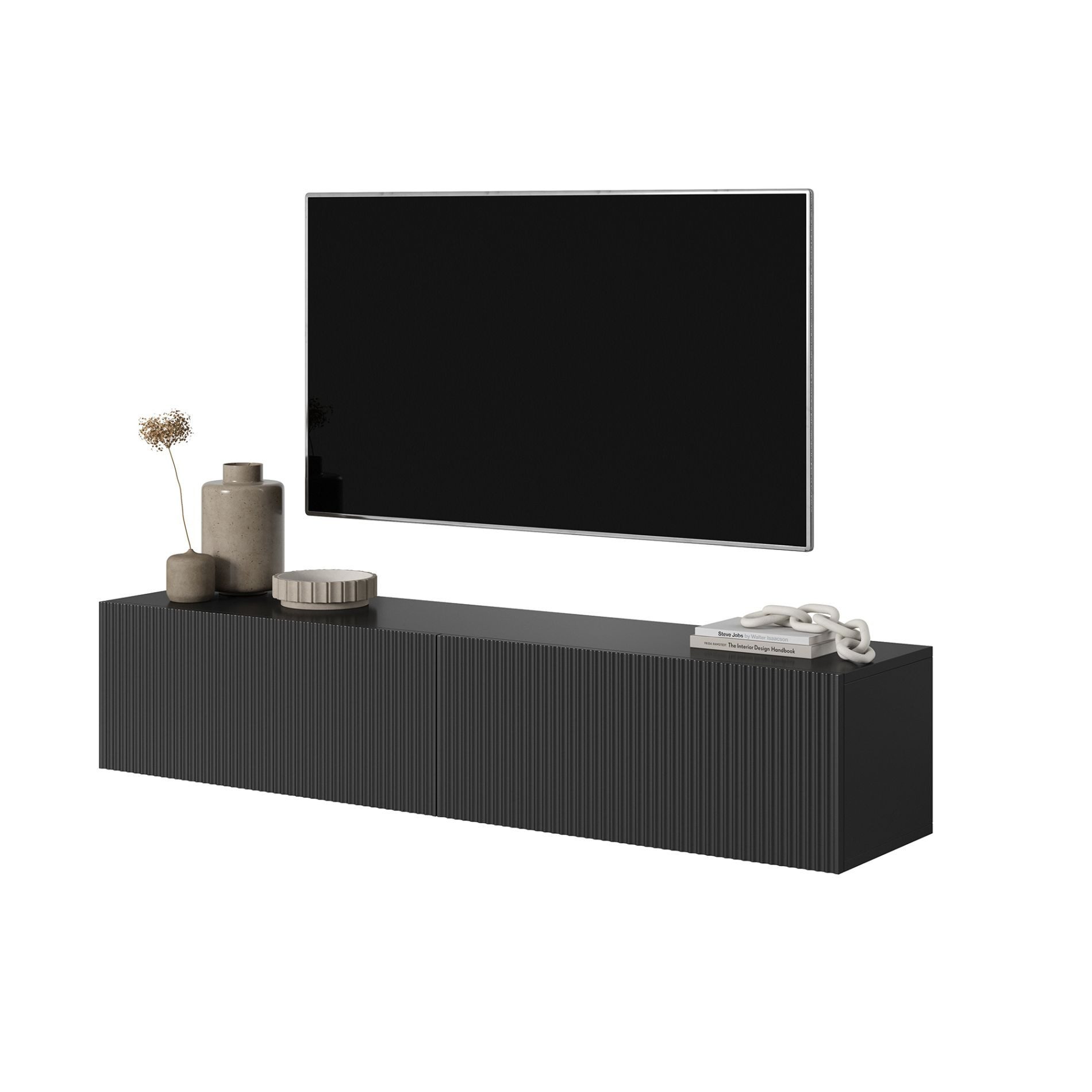 Selsey TV-Schrank VELDIO mit 2 geriffelten MDF-Türen, grifflos, 140 x 30 x günstig online kaufen