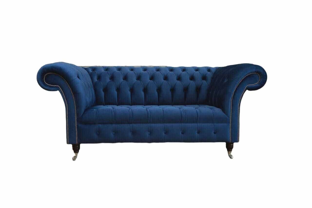 Xlmoebel Chesterfield-Sofa Englisches Büro Sofa 2-Sitzer in Royalblau, 1 Teile, Made in Europa
