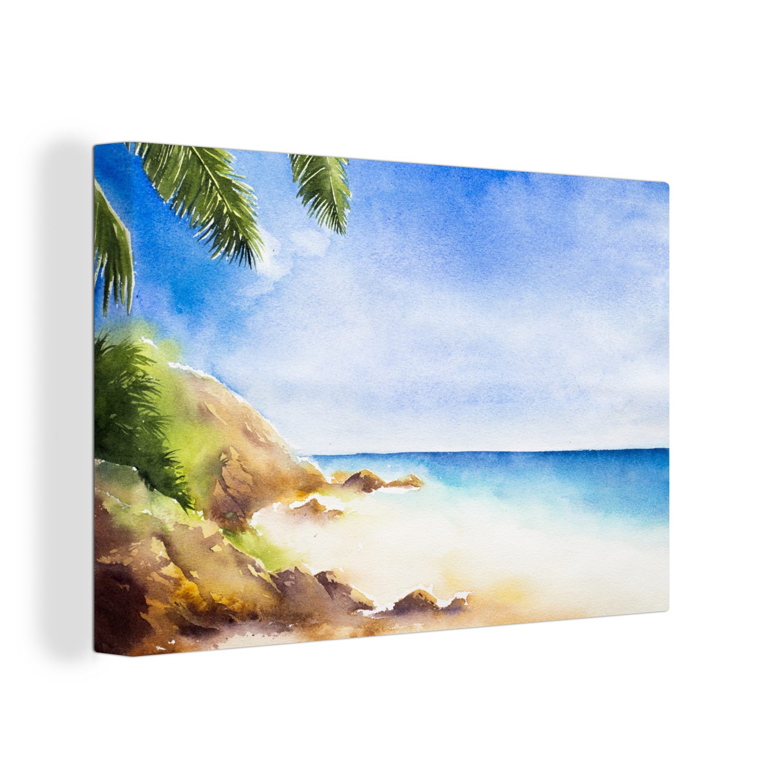 OneMillionCanvasses® Leinwandbild Meer - Strand - Berge, (1 St), Wandbild Leinwandbilder, Aufhängefertig, Wanddeko, 30x20 cm