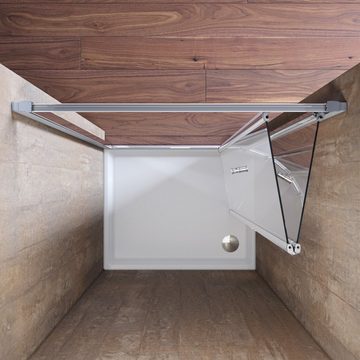 SONNI Dusch-Falttür Nischentür,76-100cmx185 cm,Duschabtrennung, Einscheibensicherheitsglas