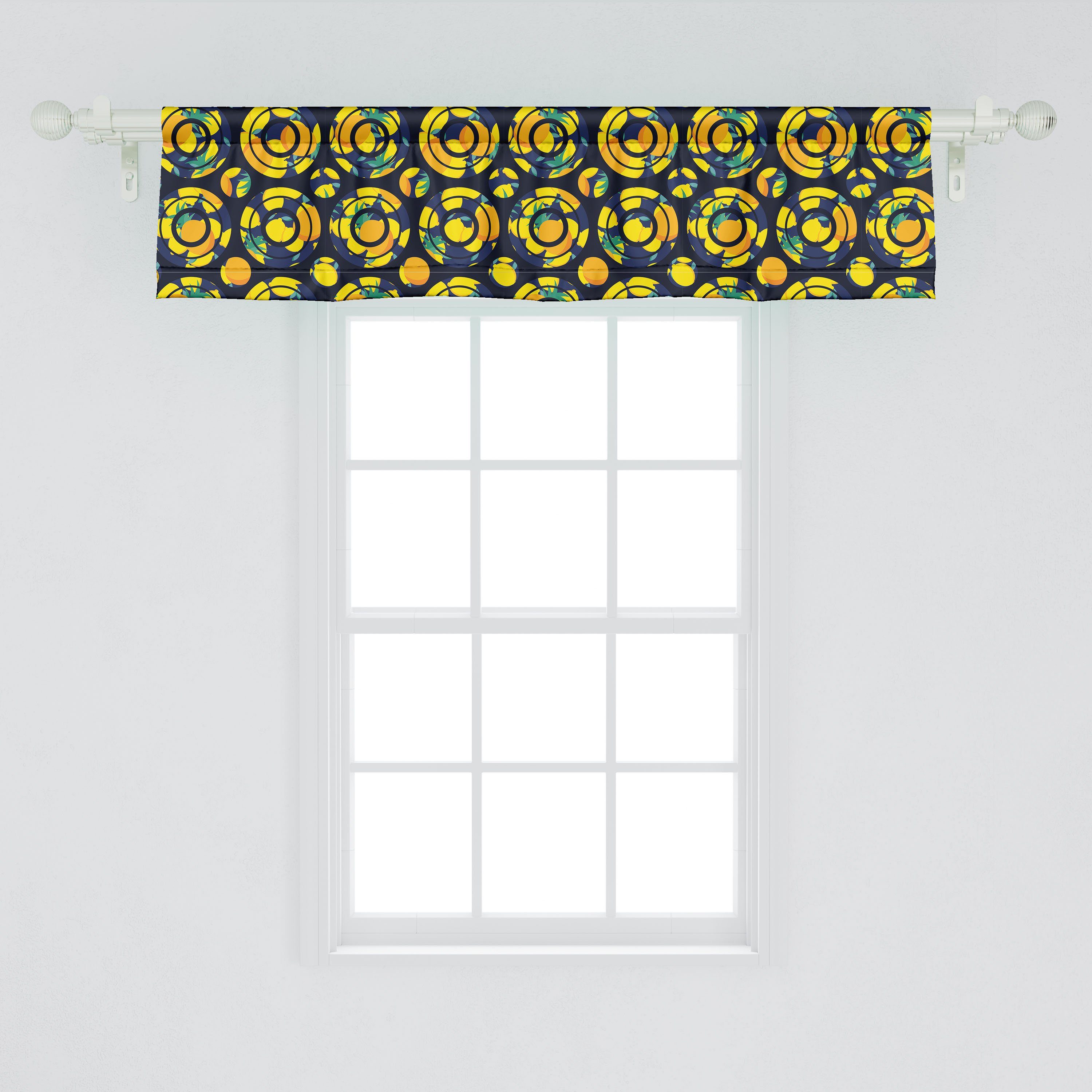 Vorhang Kunst Zitrone Schlafzimmer Citrus Abakuhaus, mit Volant Dekor für Küche Scheibengardine Stangentasche, Moderne Microfaser,