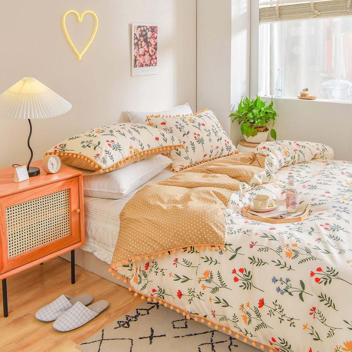 BYSURE Bettwäsche Blumen Muster, Bunt Microfaser Bettbezug, Polyester, 3 te günstig online kaufen