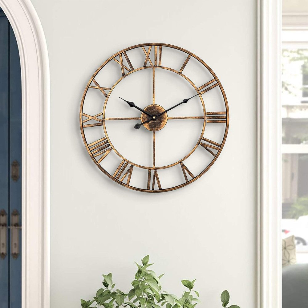 TUWENA Wanduhr Große Wanduhr,40/50cm Ohne TickgeräUsche Römische Ziffer Quarz Wanduhr (Betriebene Wanduhr Einfach Lesen für Zuhause Schlafzimmer Büro Schule)