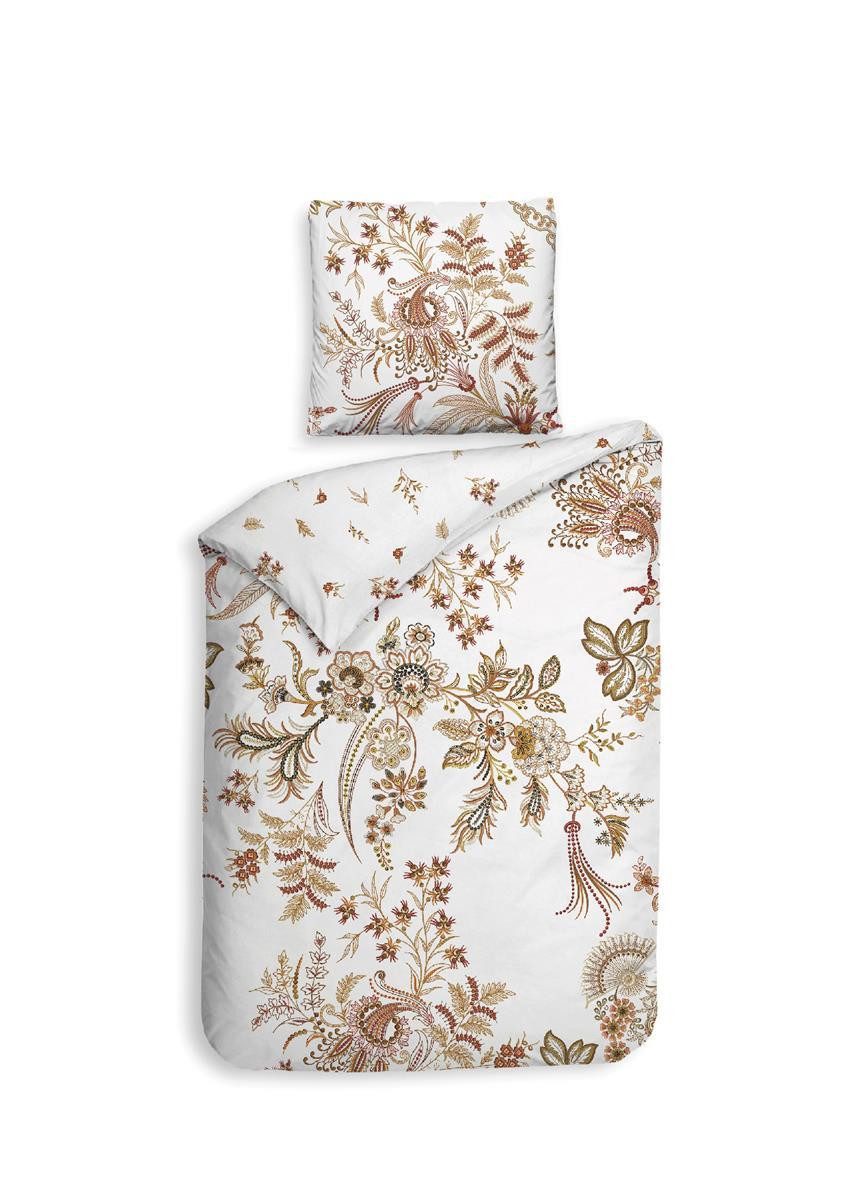 Heckett and Lane Bettwäsche Ceyda BW 135 White 135x200 White, Mako Satin, 2 teilig, Bettwäsche 135x200 Baumwollbettwäsche Mako Satin