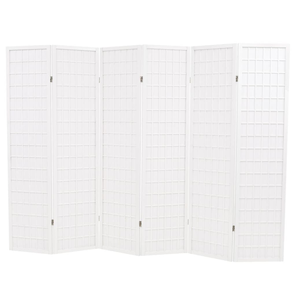 furnicato Raumteiler 6-tlg. Japanischer Stil Klappbar 240 x 170 cm Weiß