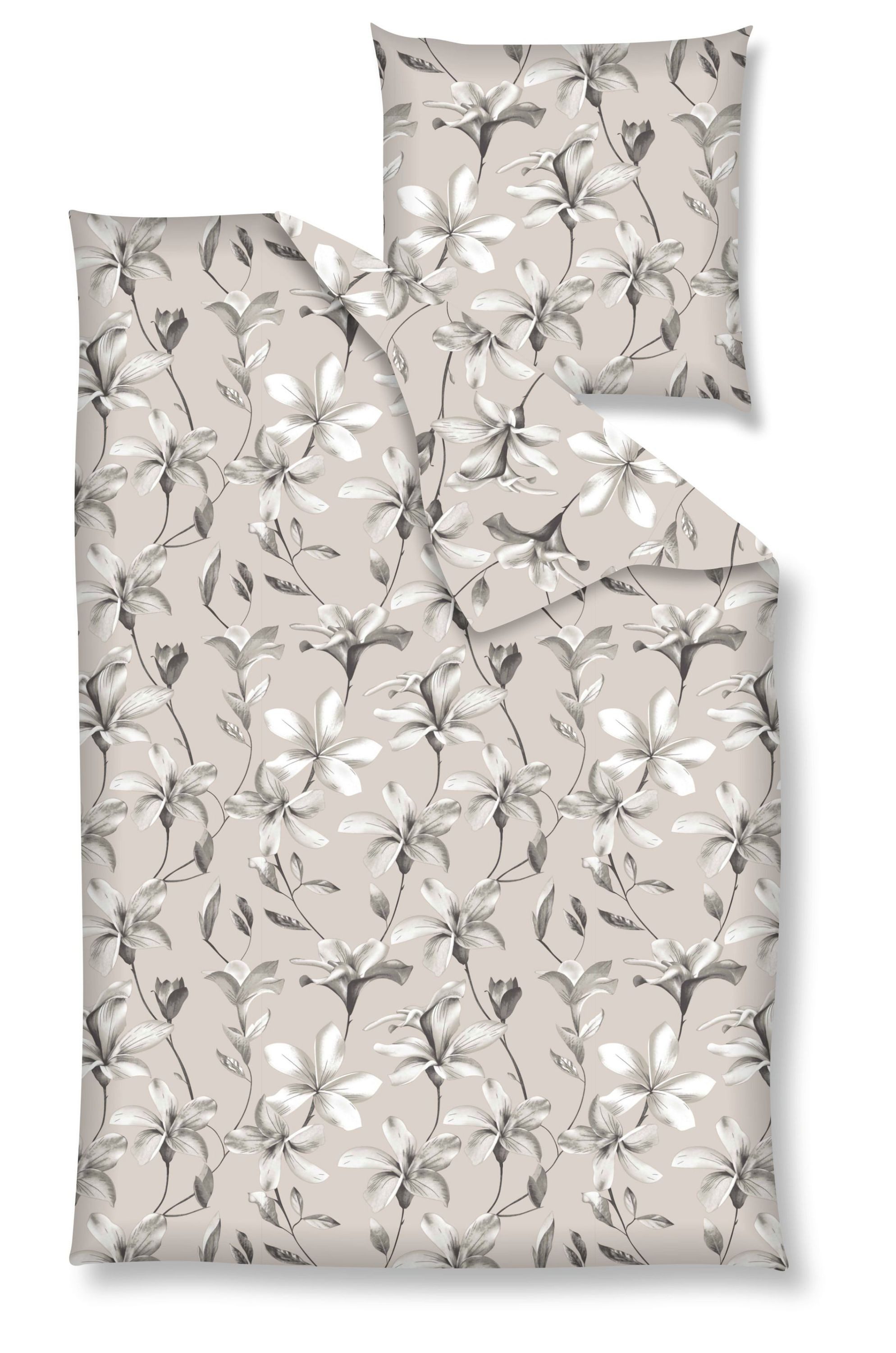 Nanette Bettwäsche Baumwolle, Renforcé, 2 teilig, Blumen und Blätter, beige günstig online kaufen