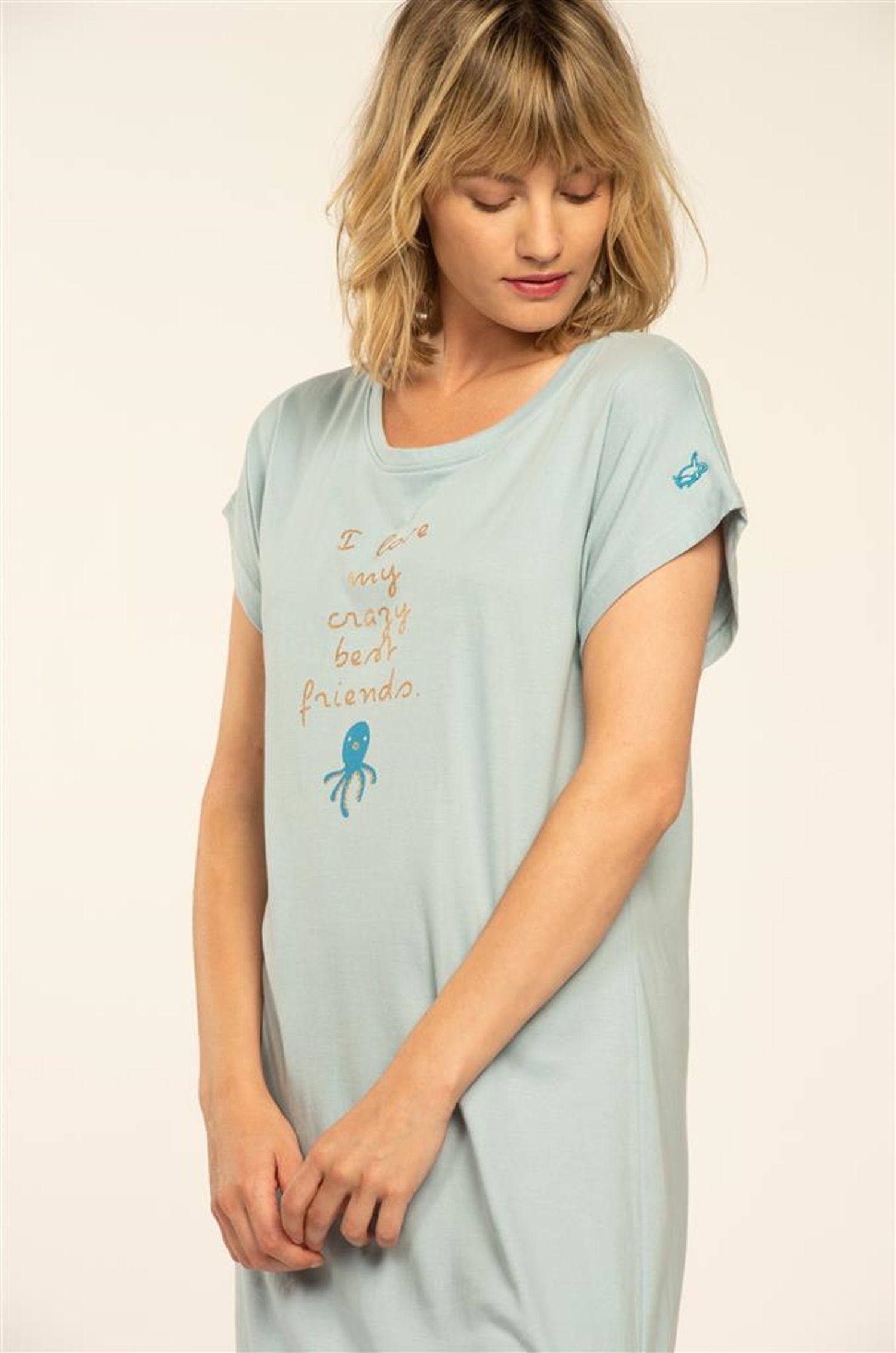 Eskimo Nachthemd Damen Schlafshirt mit kurzem Arm (1-tlg) Modisch