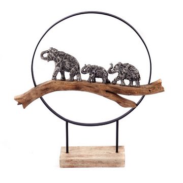CREEDWOOD Skulptur SKULPTUR "ELEPHANTS IN RING", Mangoholz, Deko Aufsteller Elefanten