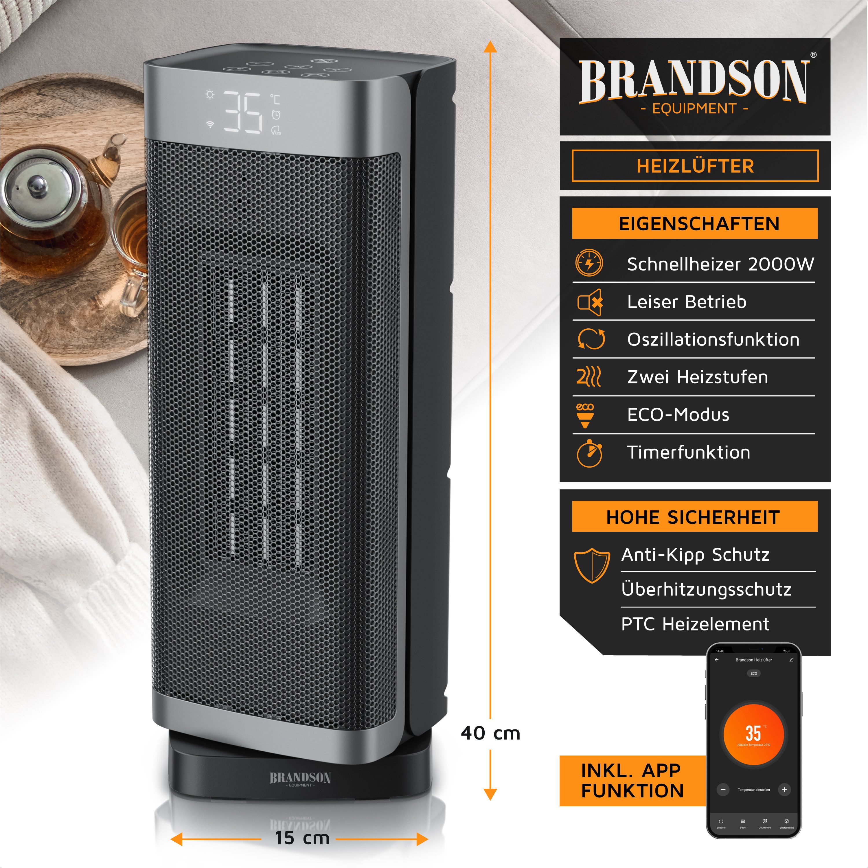 Brandson Heizlüfter mit Wlan, Keramik Heizgerät günstig online kaufen