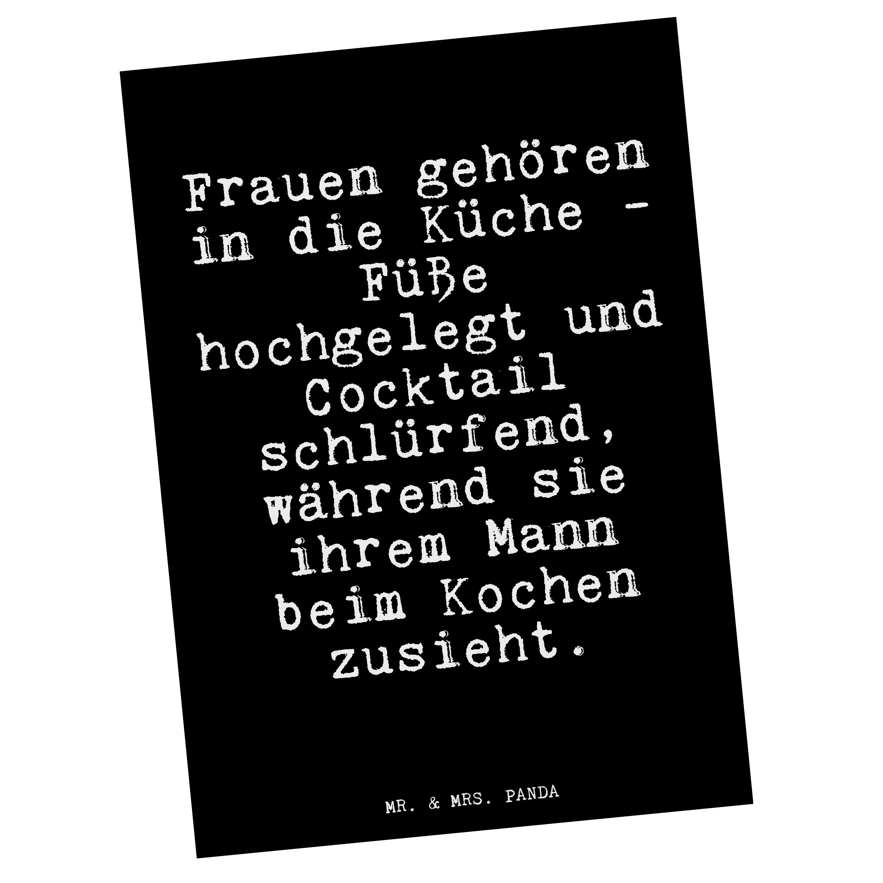Mr. & Mrs. Panda Postkarte »Frauen gehören in die... Schwarz Lustig
