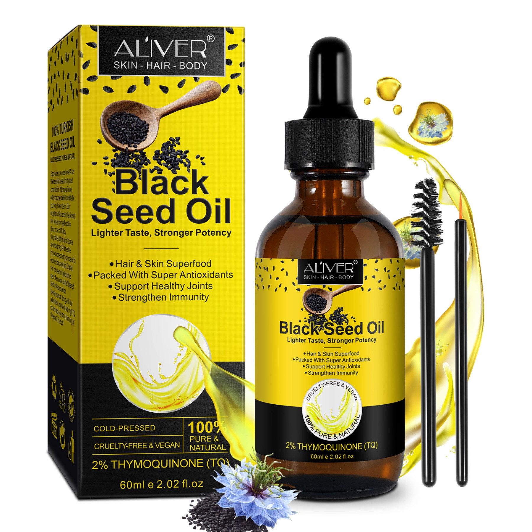 ALIVER Haaröl Schwarzkümmelöl Hautöl Haaröl Bio Vegan Aliver, 1-tlg., Haarwachstumsmittel, Haaröl