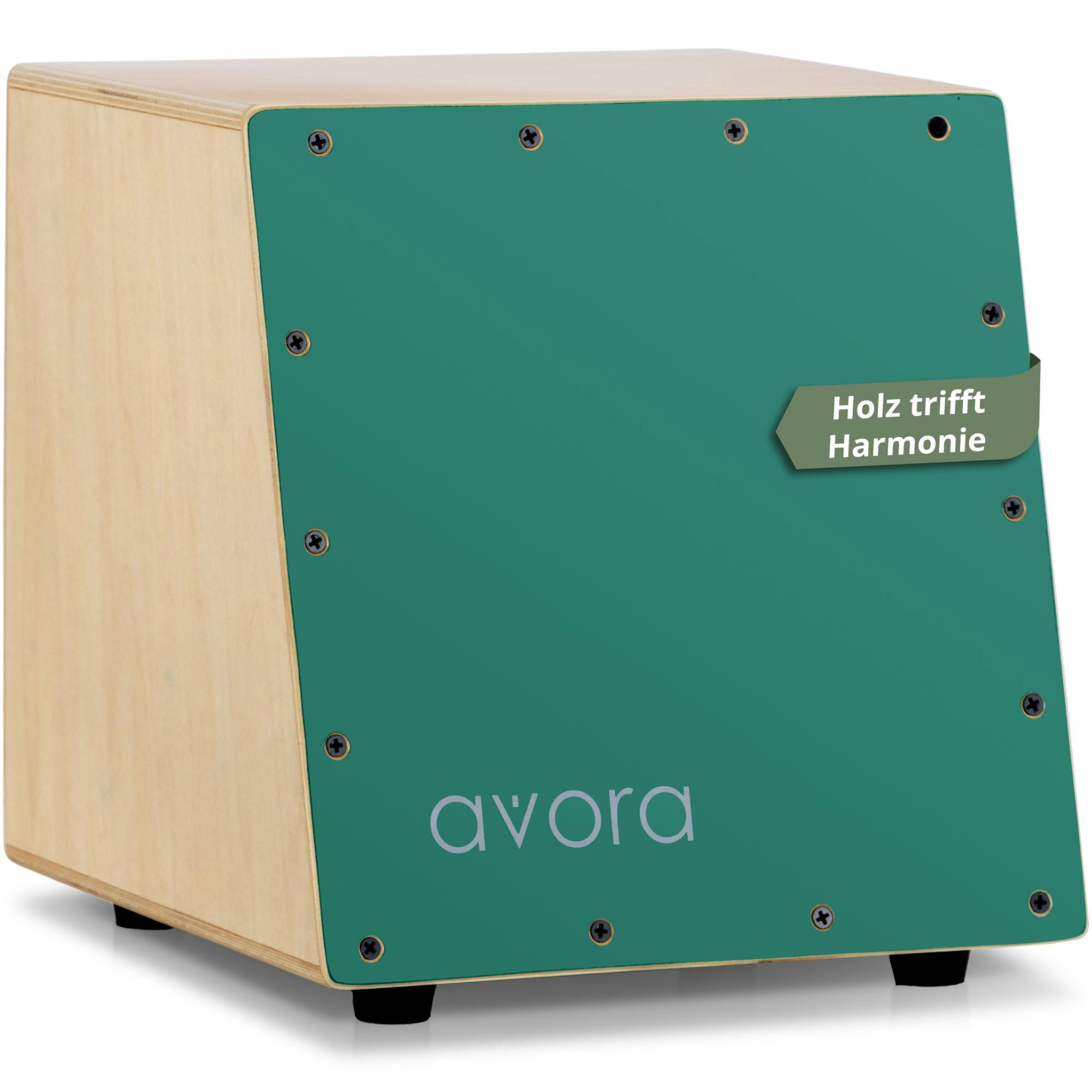 avora Cajon Mini-Cajon - Ergonomisch abgeschrägte Front für bequemes Spiel, Snareteppiche für Snare-Effekt - 9,3 mm Korpus aus 8-lagigem Holz