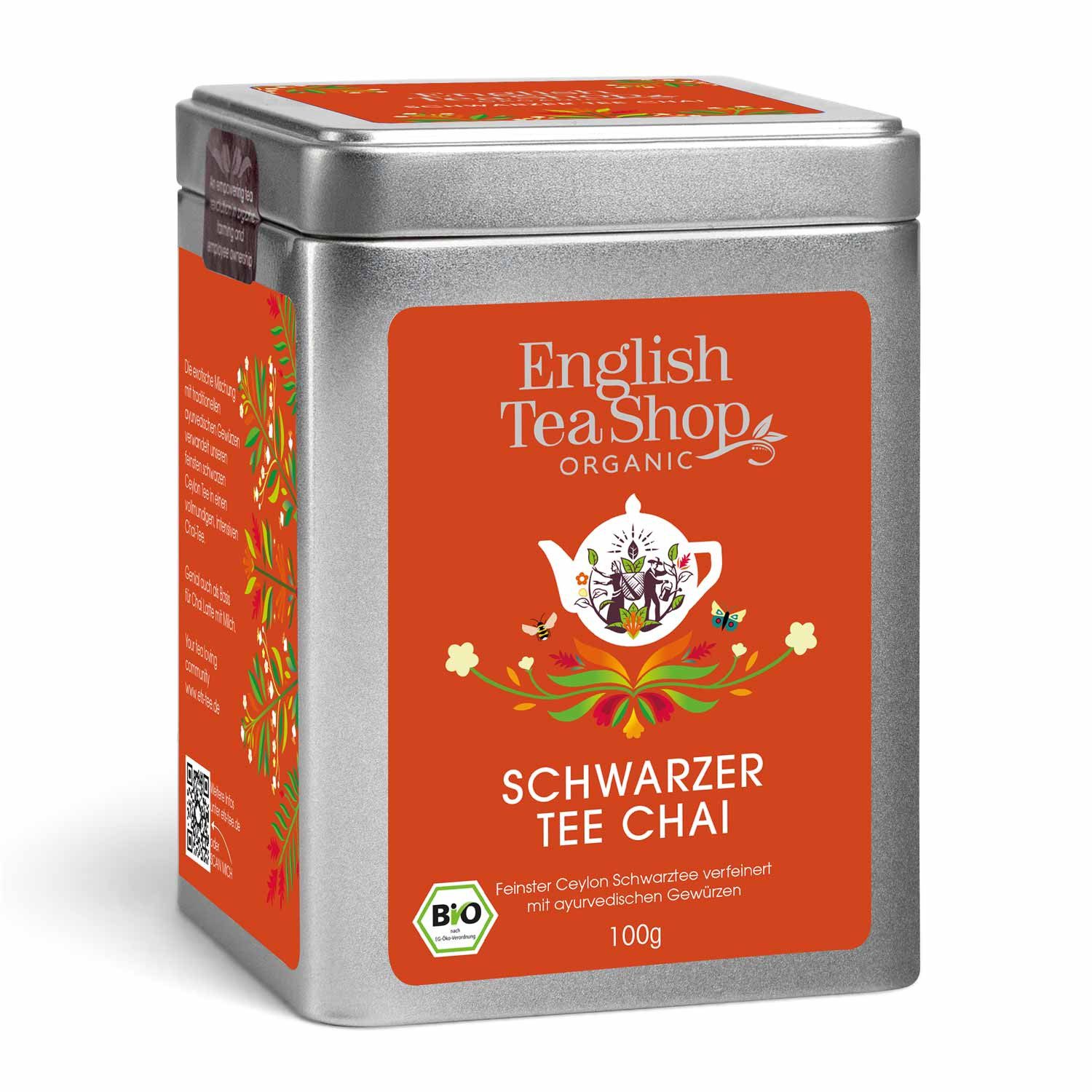 English Tea Shop Tee Schwarzer Tee Chai (Black Tea Chai), BIO, Loser Tee, 100g Dose