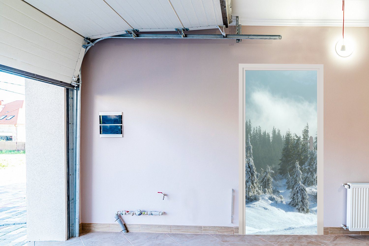 MuchoWow Schnee Türaufkleber, bedruckt, - Matt, 75x205 Winter, St), Türtapete für (1 cm Wald - Fototapete Tür,
