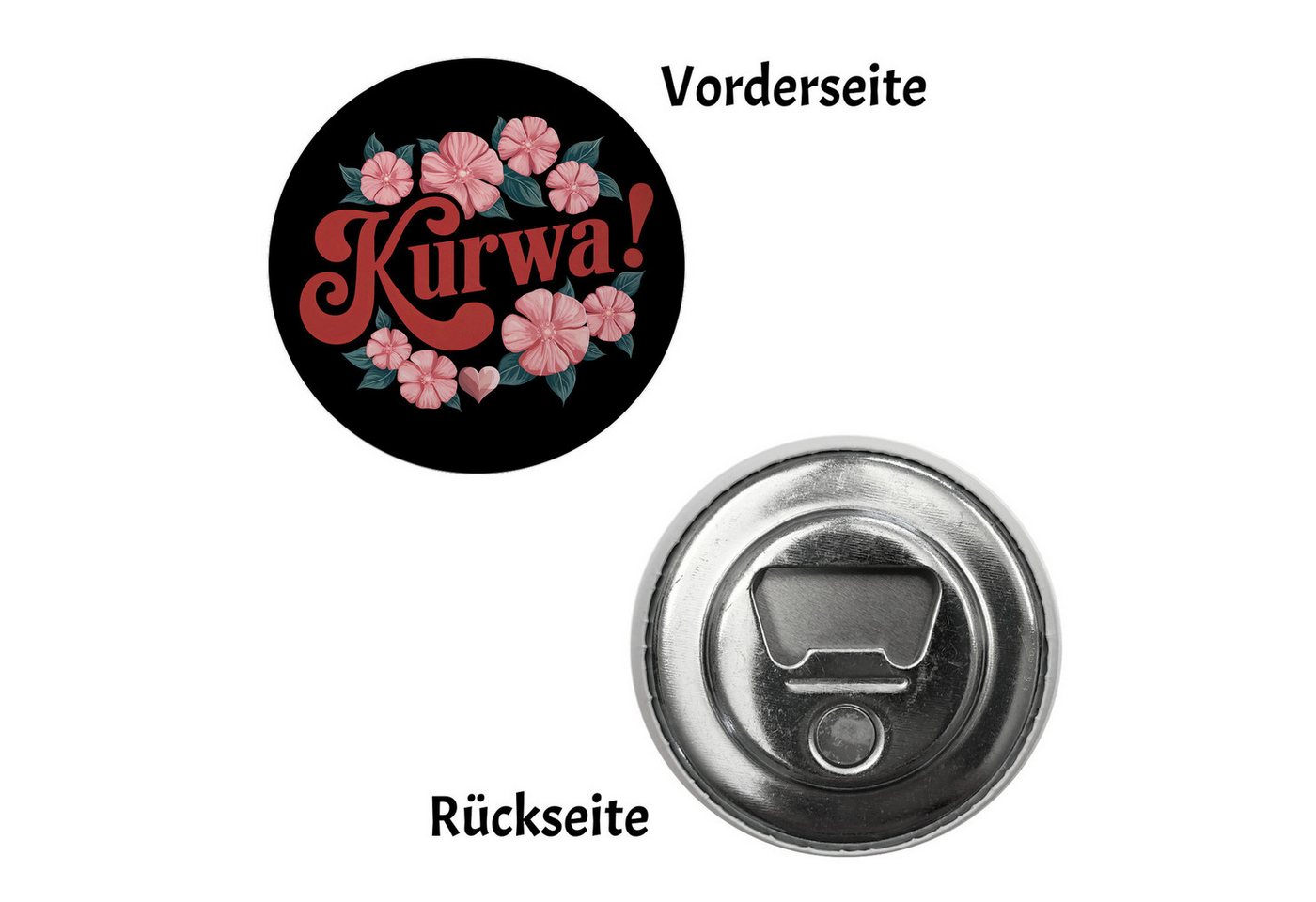 Thumbnail - speecheese Magnet KURWA Blumensprache Magnet mit Flaschenöffner rund