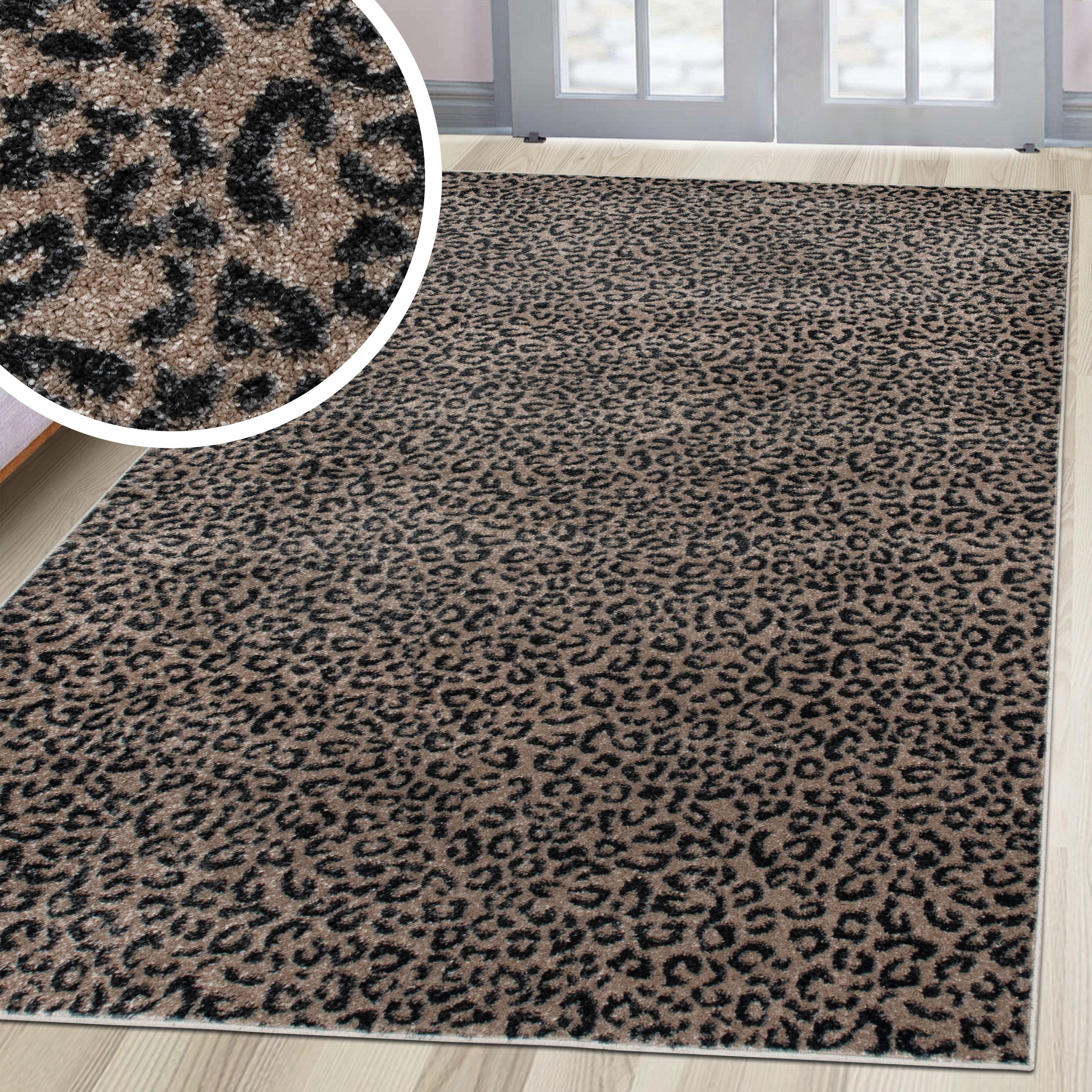 OTTO home Teppich Fynna, Leoparden-Muster, Animalprint, rechteckig, Höhe: 9 mm, besonders weicher Flor, Wohnzimmer, Schlafzimmer, Esszimmer, Leo