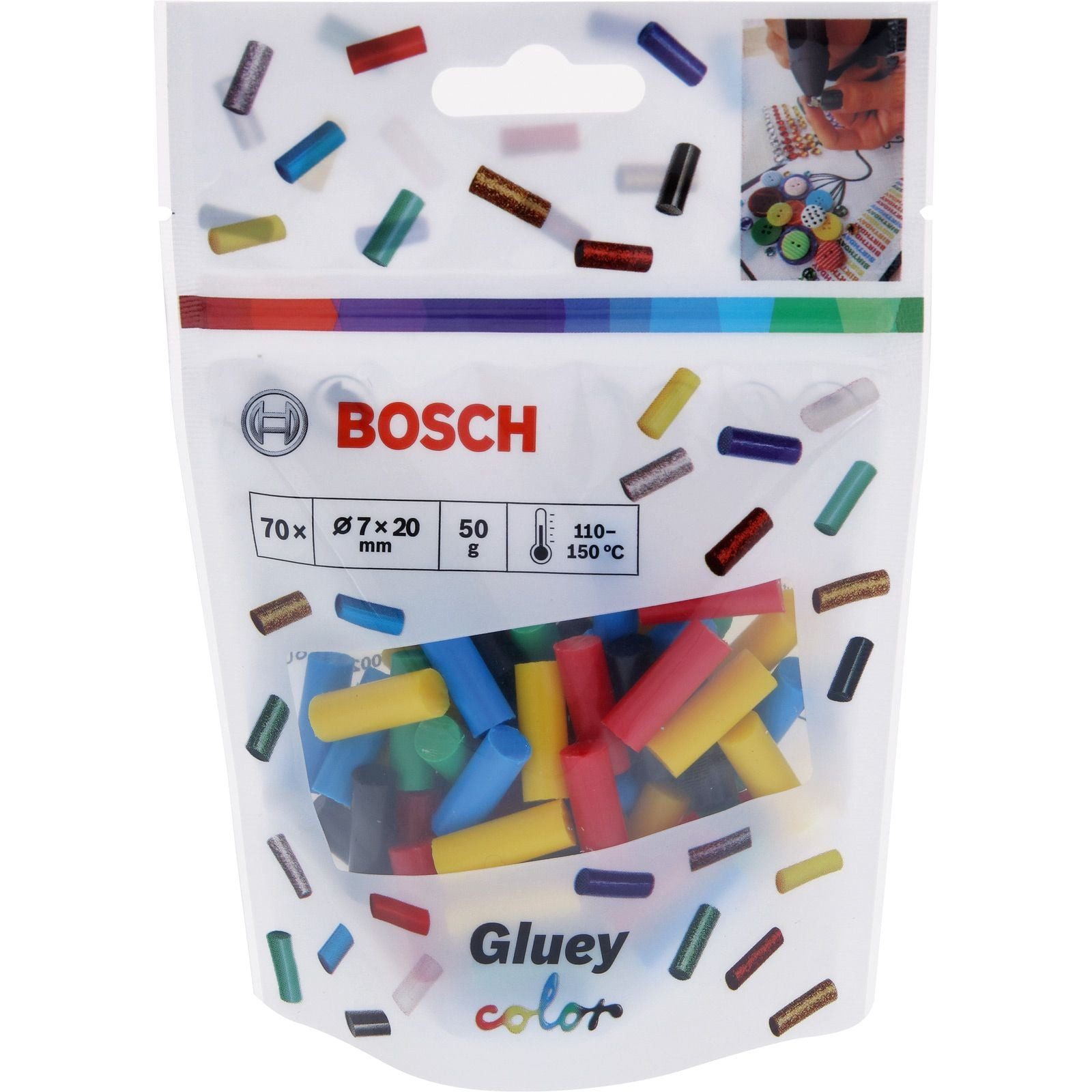 BOSCH Klebesticks Bosch 70x Klebesticks Gluey Farb-Mix - 2608002005