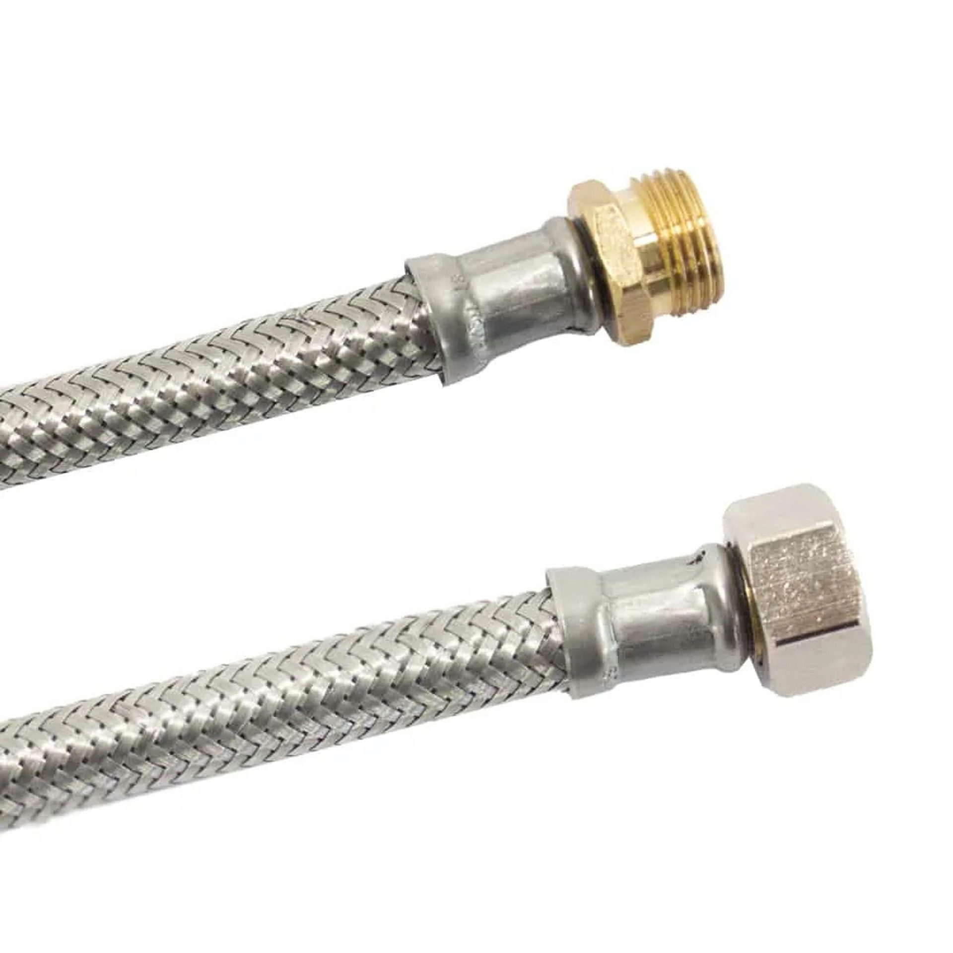 KLASEBO® flexibler Schlauch DN8 DVGW Panzerschlauch m. Edelstahlumflechtung 1/2″ AG x 3/8″ ÜM 300