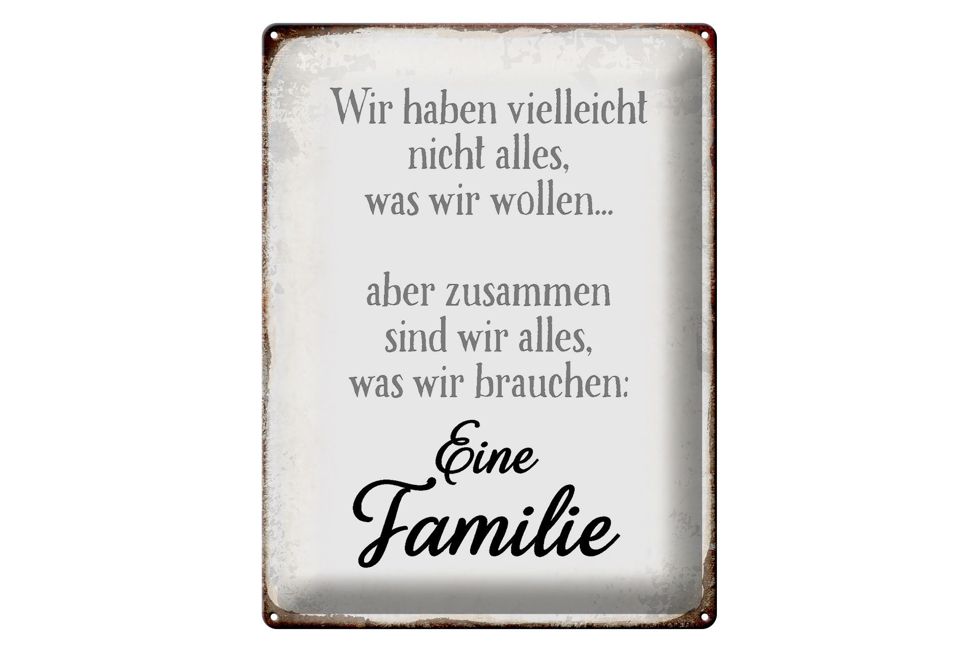 Metallschild Spruch 30x40cm eine Familie zusammen wir alles