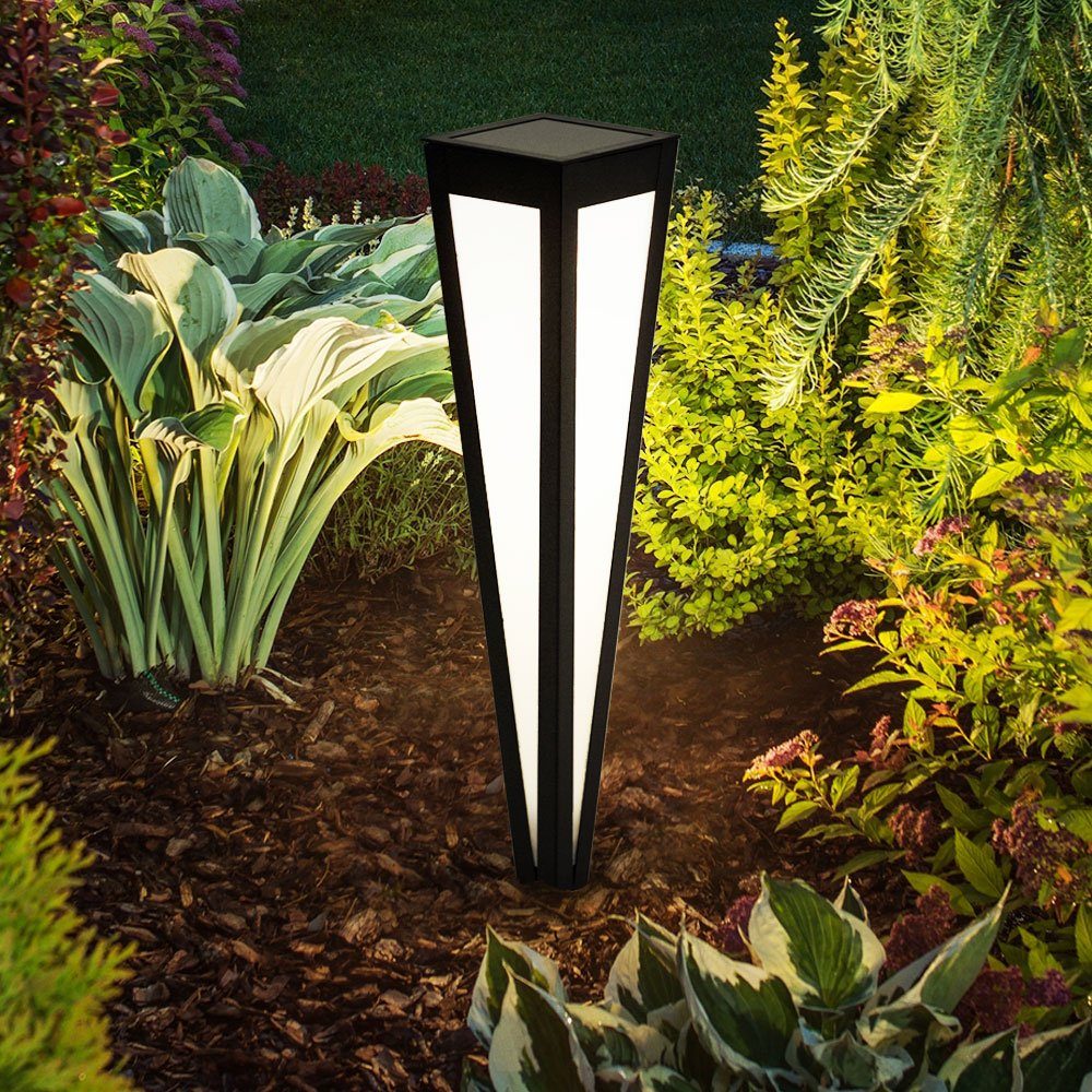 etc-shop LED Solarleuchte, LED-Leuchtmittel fest verbaut, Warmweiß, Solarlampe Steckleuchte Garten Kegel schwarz matt wetterfest H 75 cm