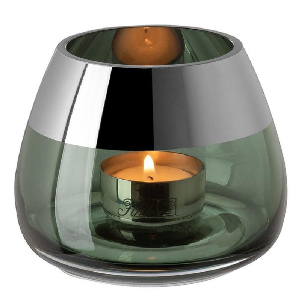 Fink Kerzenhalter Windlicht Bella Grün mit Platinrand (11cm)