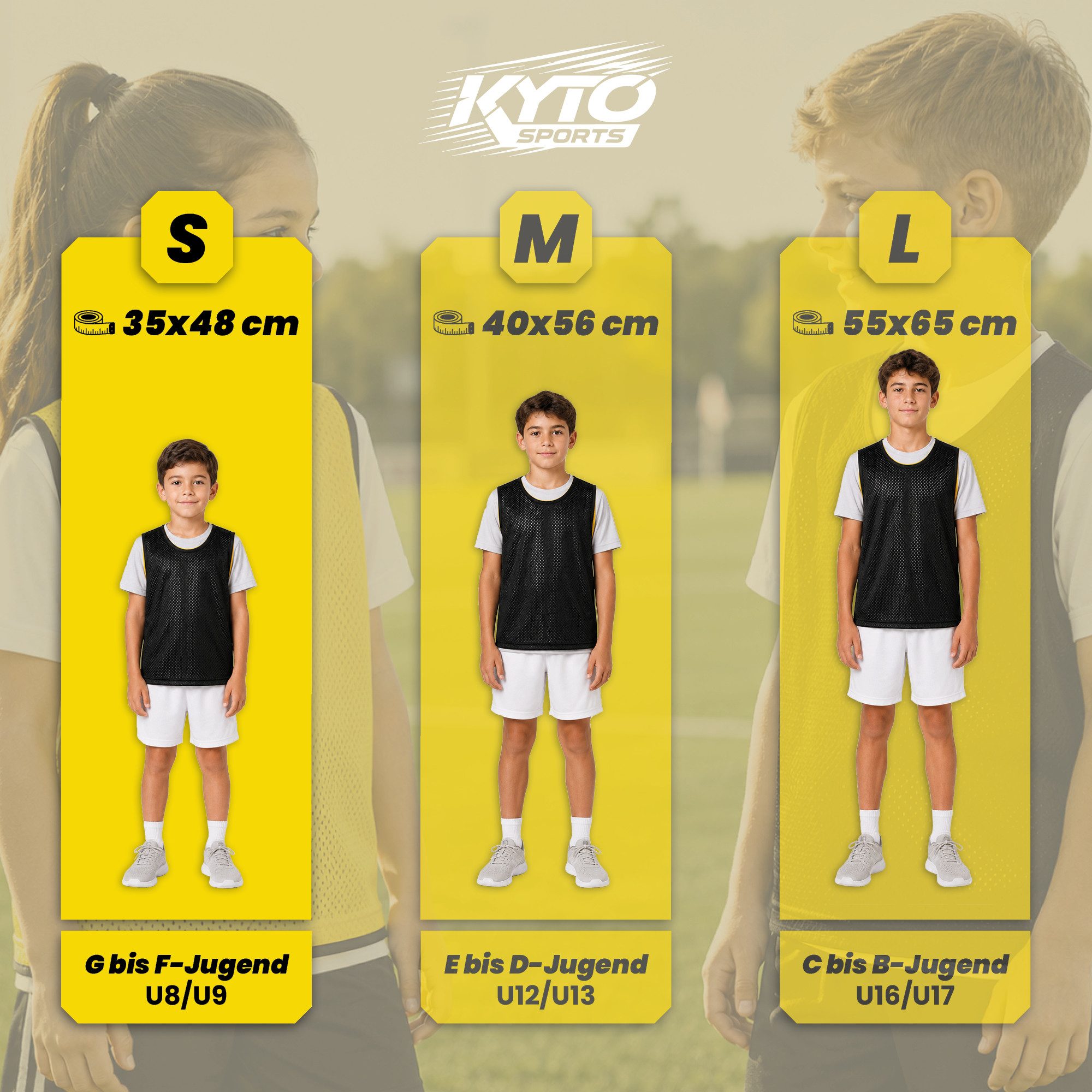 MSZweirad Trainingsleibchen Kyto Fußball Leibchen 6er Set gelb/schwarz Größe S (48x35 cm)
