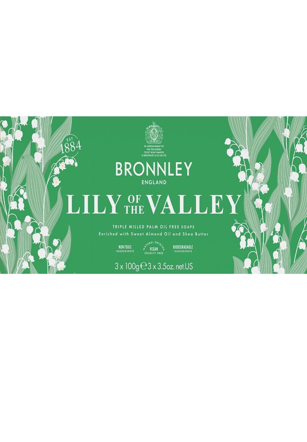Bronnley Handseife Lily of the Valley 300 g, Triple Milled Soap in Geschenkbox 3x100 g