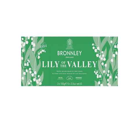 Bronnley Handseife Lily of the Valley 300 g, Triple Milled Soap in Geschenkbox 3x100 g