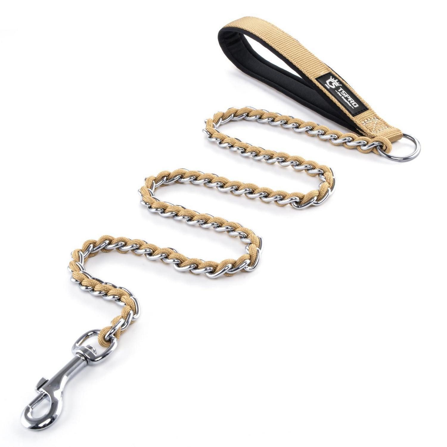 LuxusKollektion Hundeleine Hundeleine Edelstahl weicher Griff Gold, Metall (1-tlg)