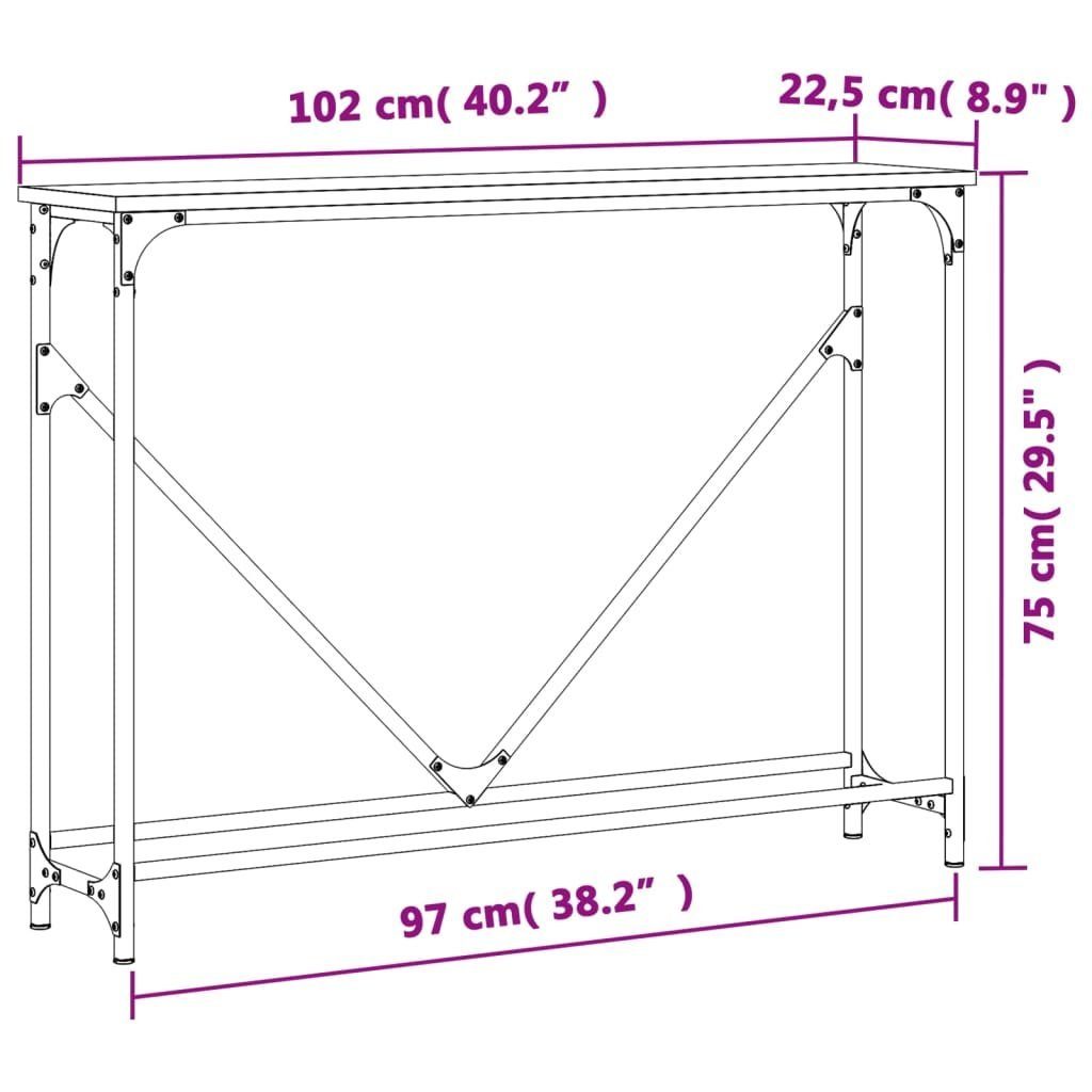 102x22,5x75 vidaXL Konsolentisch Holzwerkstoff (1-St) Grau cm Sonoma Beistelltisch