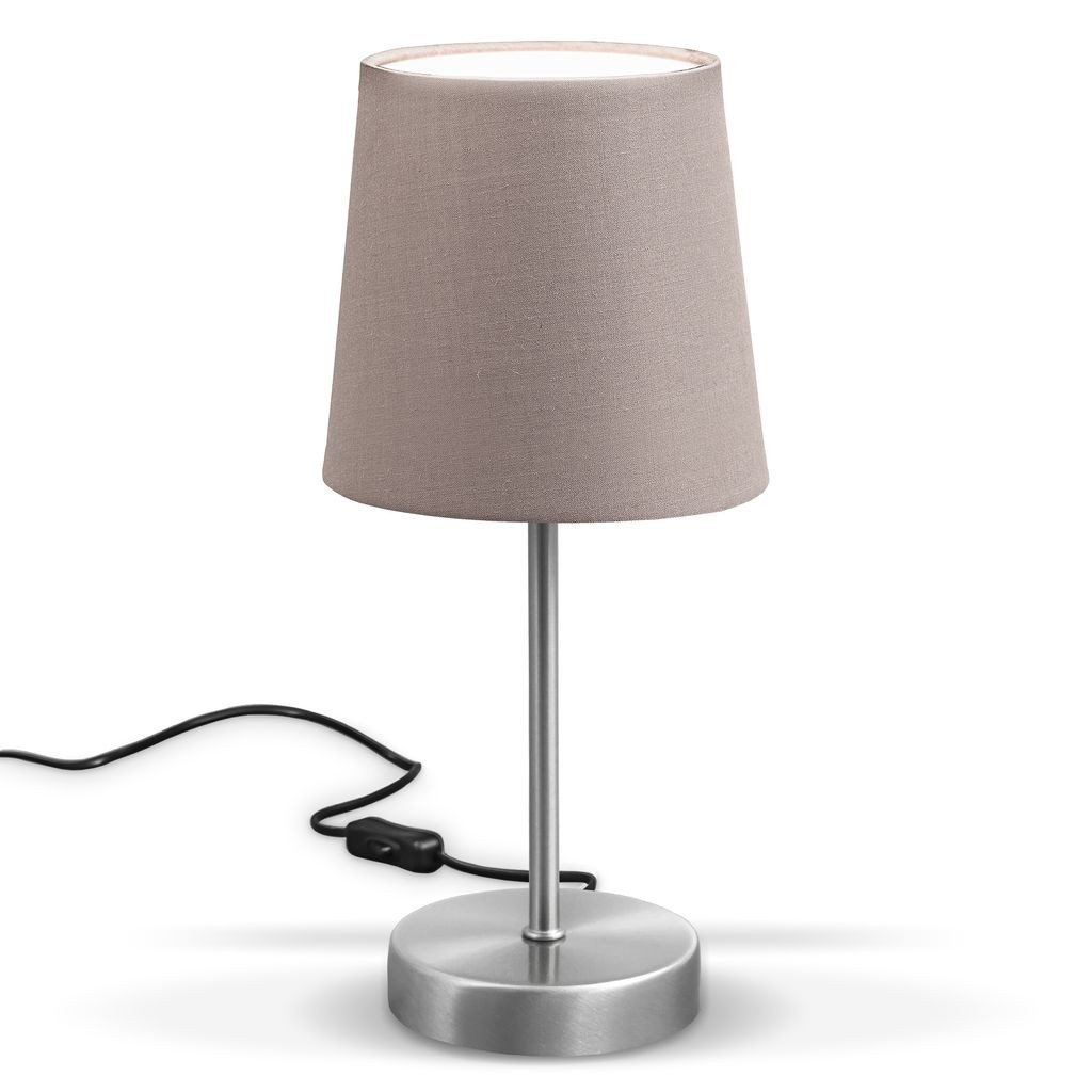 B.K.Licht Tischleuchte Tischlampe, Taupe, Stoffschirm E14 günstig online kaufen