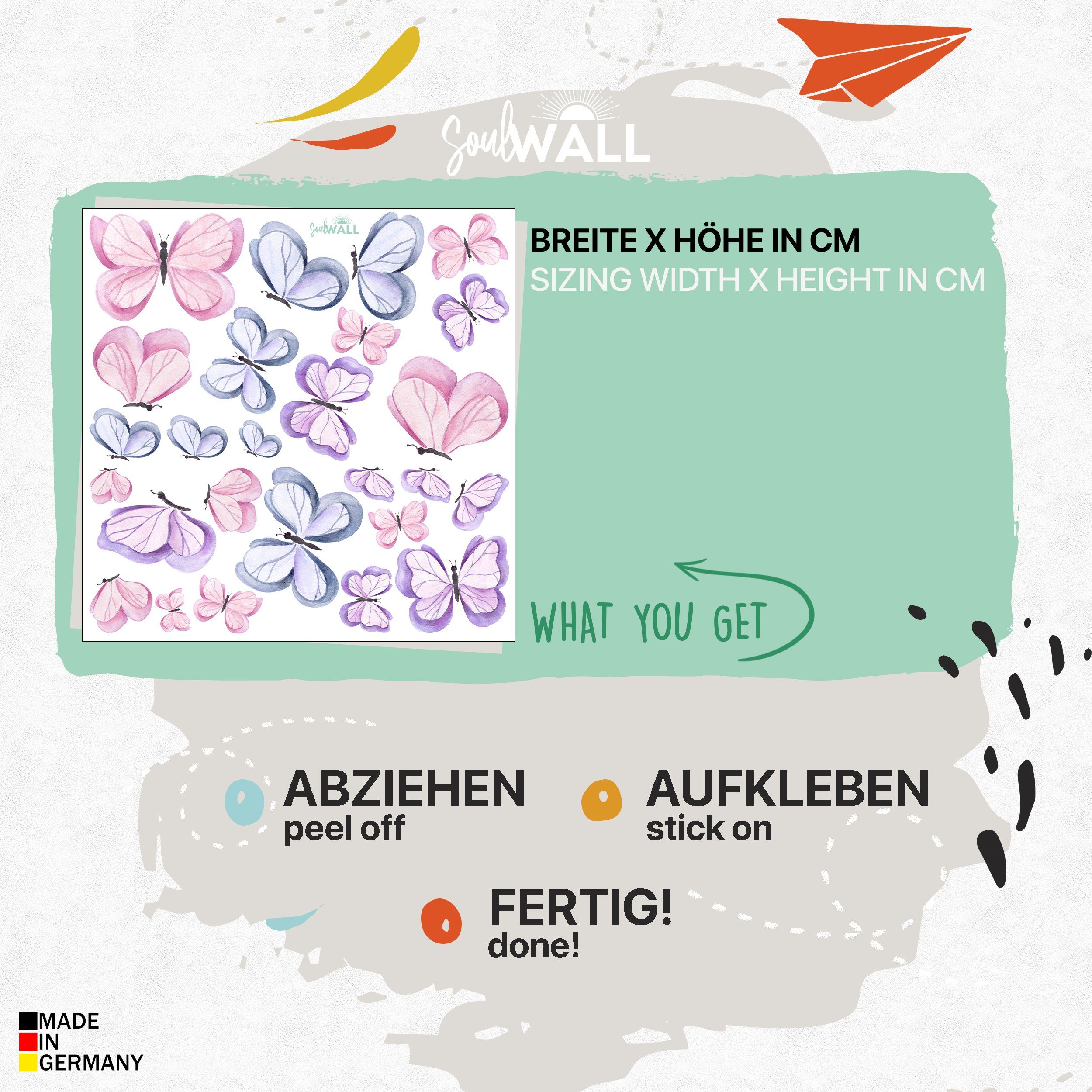 WANDKIND Wandtattoo Schmetterlinge V401, wieder ablösbar – Bild 5 von 5