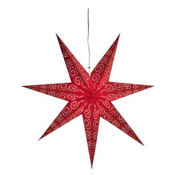 STAR TRADING LED Stern Papierstern Leuchtstern Faltstern 7-zackig hängend 60cm mit Kabel rot