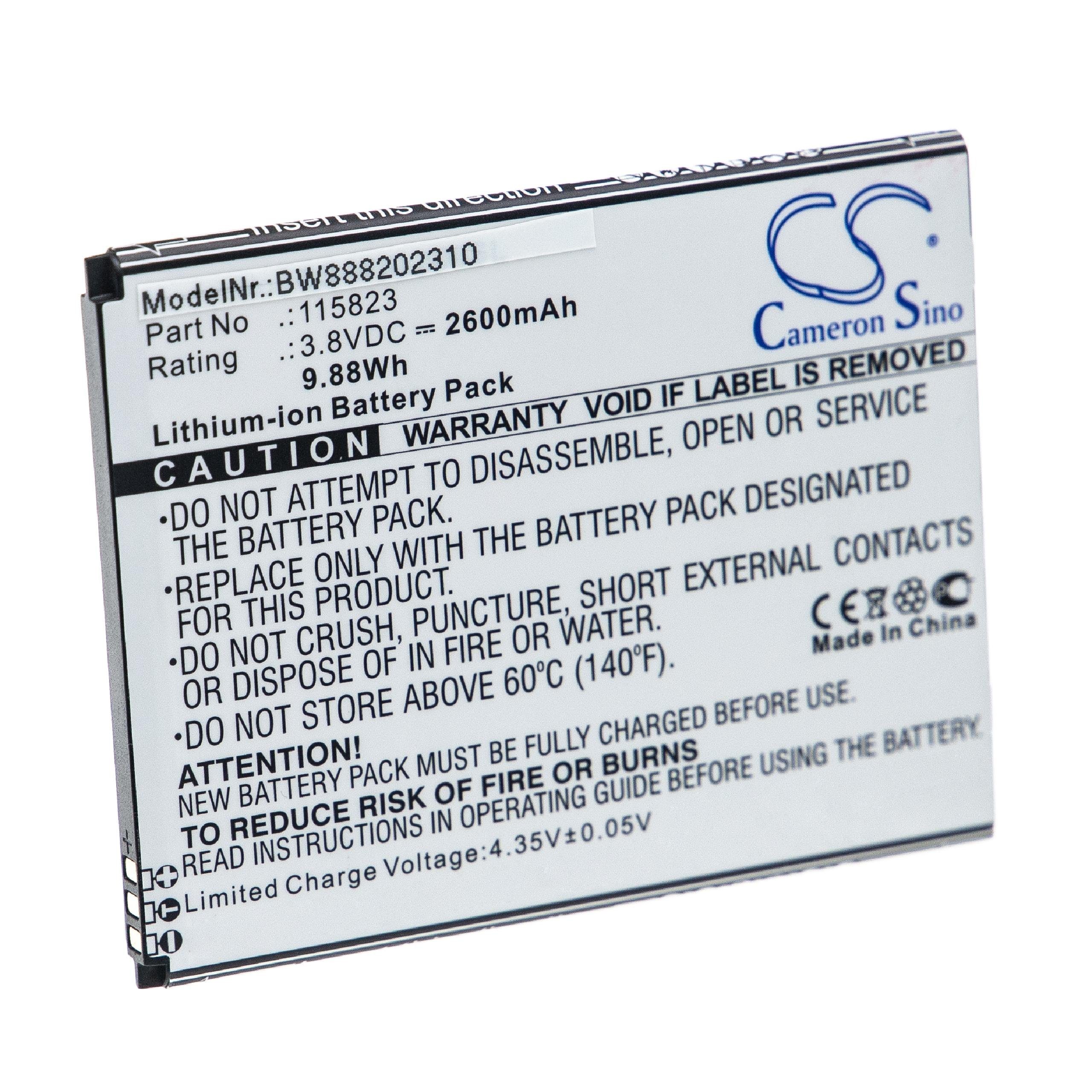 vhbw Akku passend für Wiko Lenny 5 Mobilfunk (2600 mAh, 3,8 V, Li-Ion) Smartphone-Akku Akku Li-Ion 2600 mAh (3,8 V), Leistungsfähiger Austausch-Akku für Telefon, Smartphone