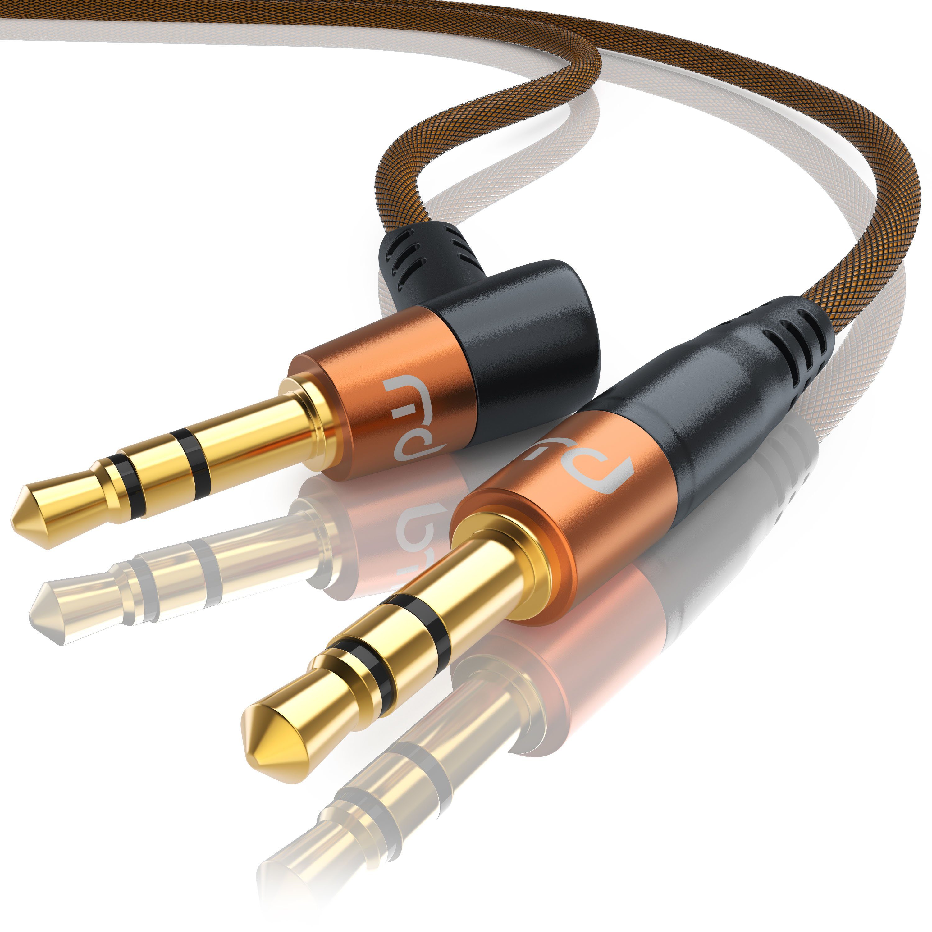 Primewire gewinkeltes HiFi Stereo Klinkenkabel / Verbindungskabel - 2m Audio-Kabel, AUX, 3,5-mm-Klinke (200 cm), für Smartphone, Auto, HiFi, klarer Sound ohne Störgeräusche