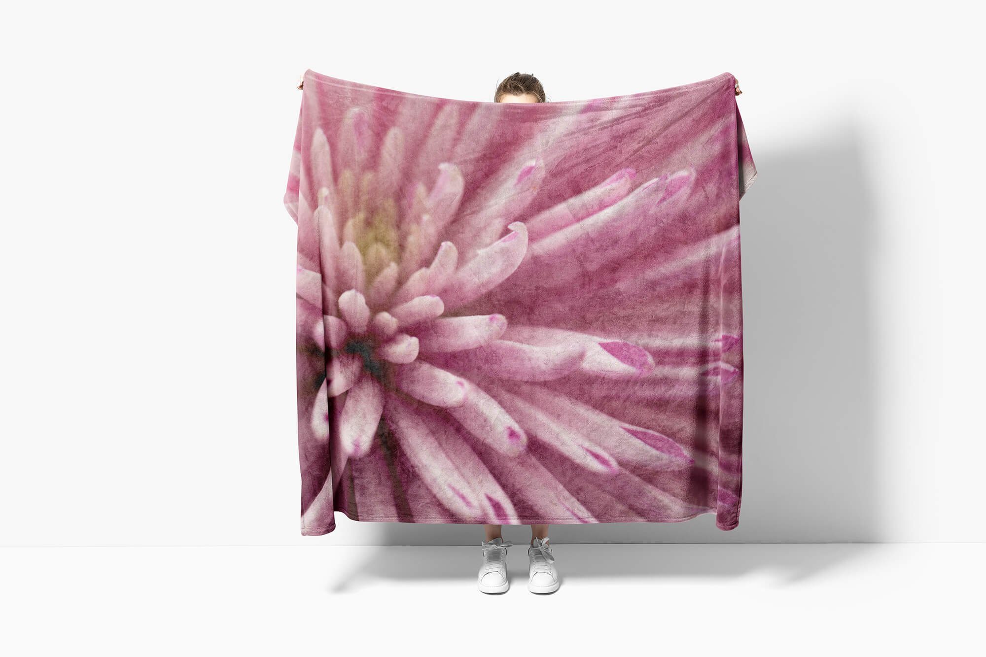 (1-St), Saunatuch Fotomotiv Fotoku, Kuscheldecke Sinus Art Handtuch Handtuch Blüte Baumwolle-Polyester-Mix Strandhandtuch Blume mit Handtücher
