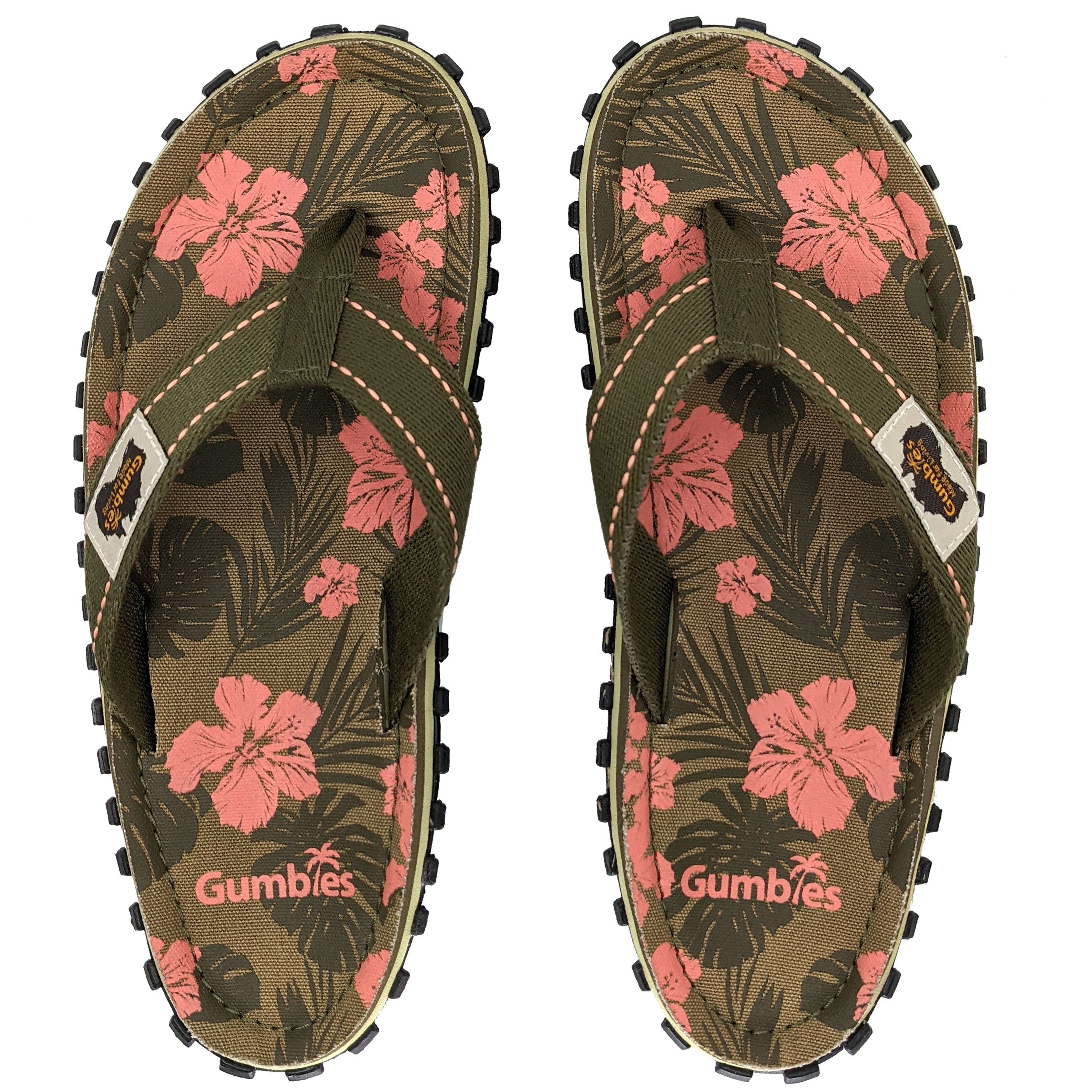 Gumbies Original Kids in Jungle T-Strap-Zehentrenner aus recycelten Materialien hergestellt, stabile Gummisole