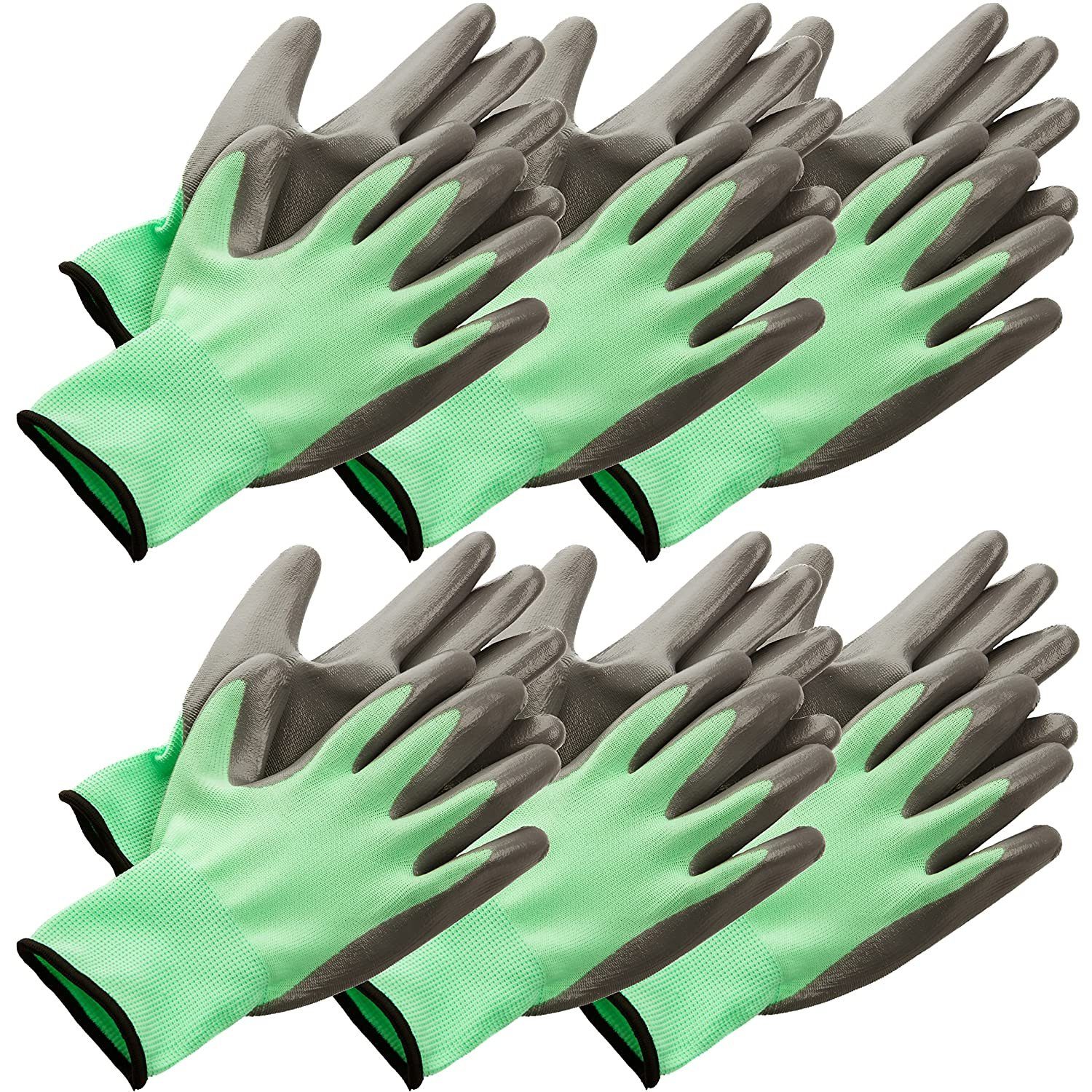 Centi Gartenhandschuhe 6 Arbeitshandschuhe Damen/Herren, Arbeitshandschuhe Gartenhandschuhe (Set, Gr. 8 Farbe Grün) Montagehandschuhe Handschuhe Schutzhandschuhe