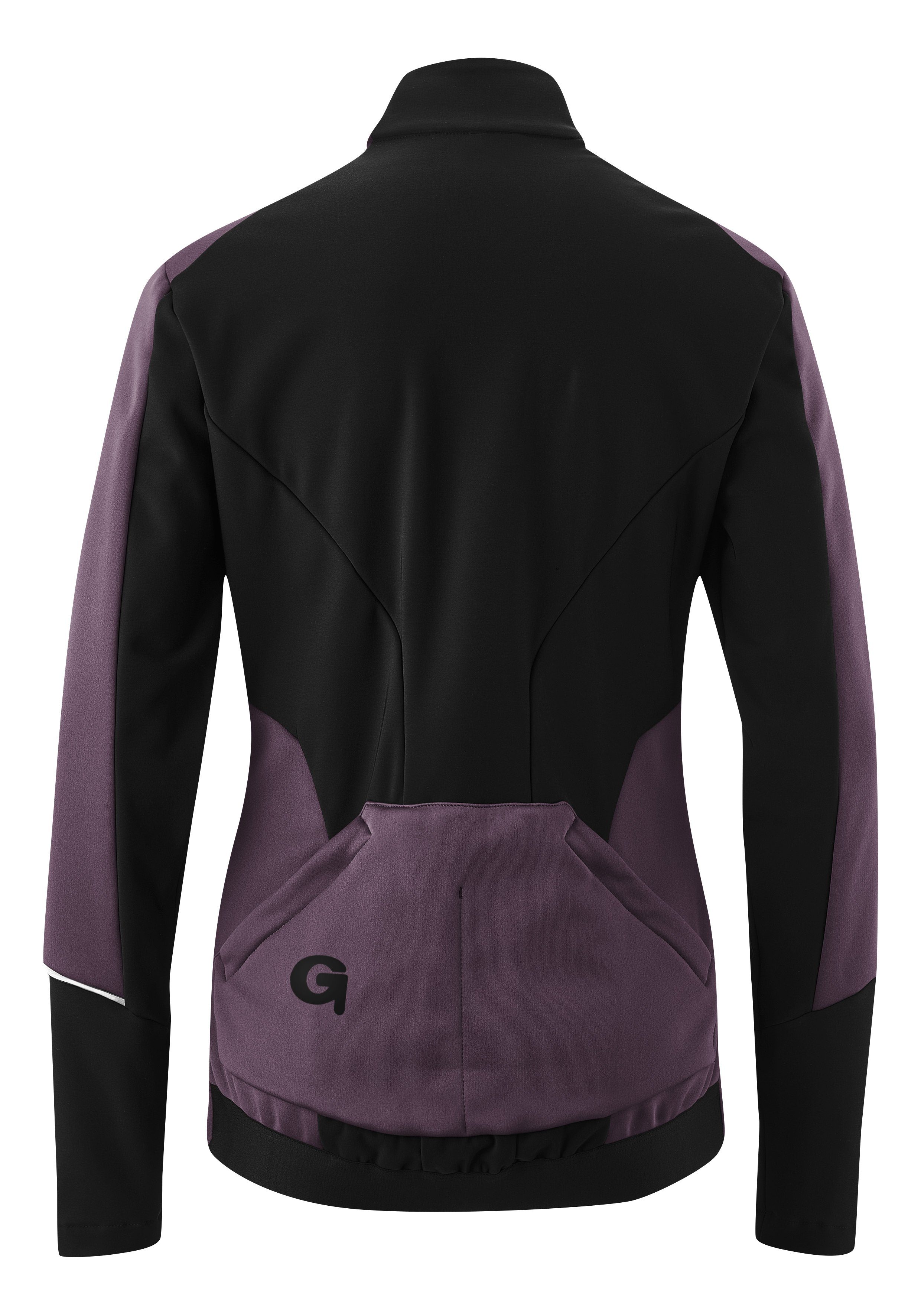 Damen Softshell-Jacke, Gonso FURIANI Windjacke Fahrradjacke wasserabweisend und atmungsaktiv aubergine
