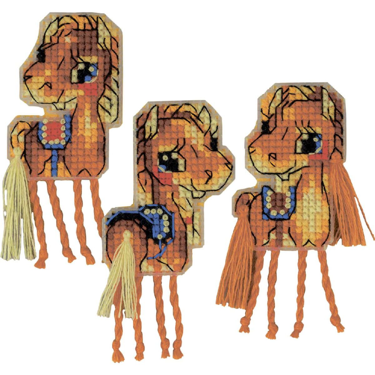 Riolis Kreativset Riolis telborduurpakket "Magneten Paarden Set van 3 stuks", 5x10cm, (embroidery kit by Marussia)