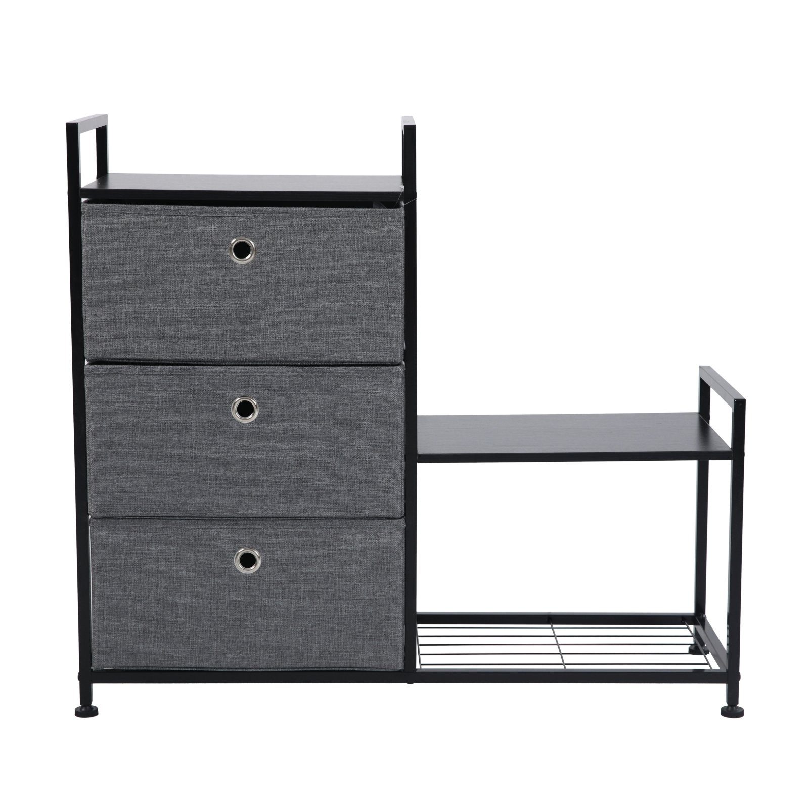 SVITA Sideboard RUNA, Metall-Regal, Schuhregal, Aufbewahrung, Stoffschubladen, Schwarz/Grau