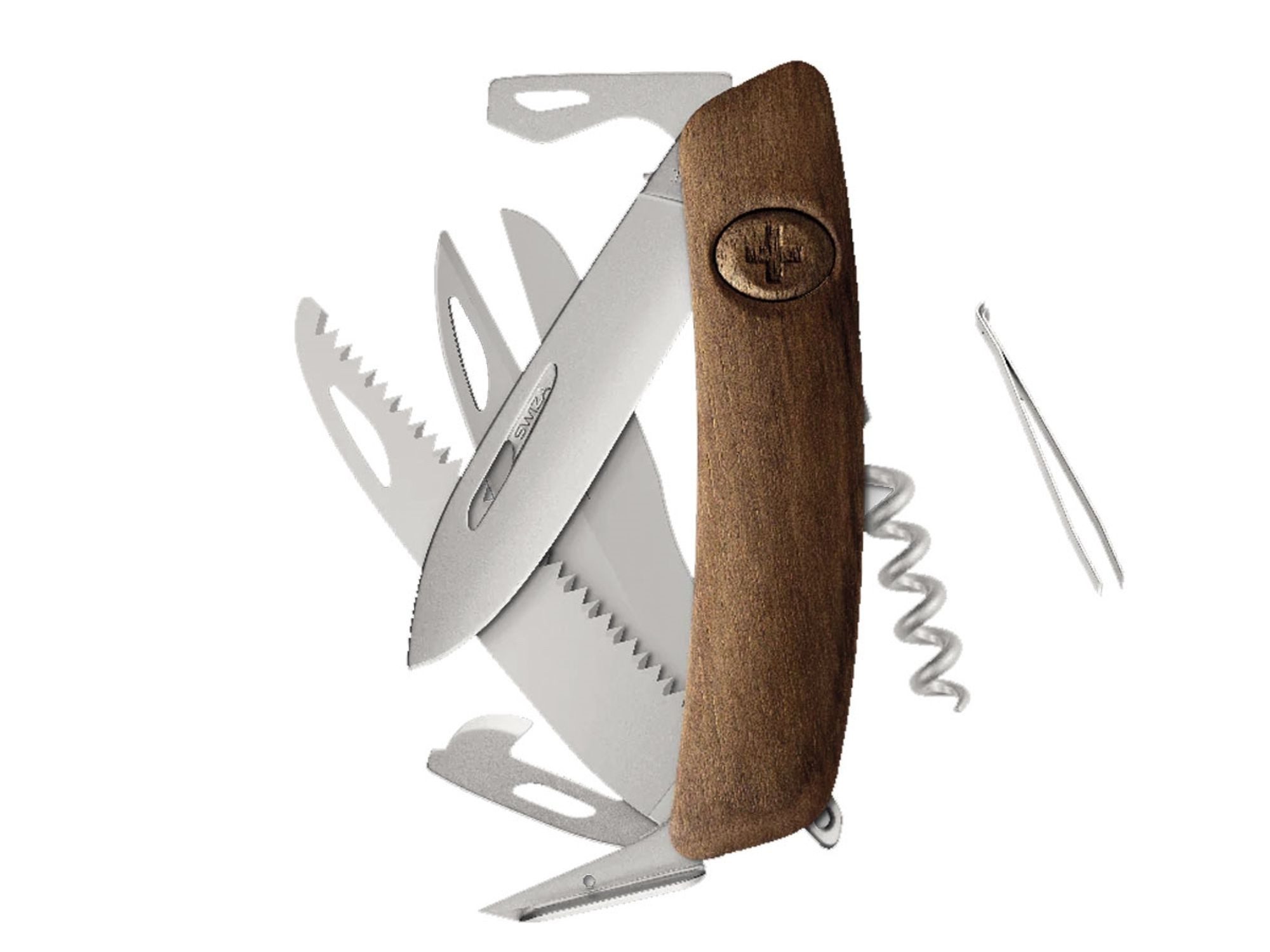 SWIZA Taschenmesser Swiza D09R AM Säge & Schere Holz Walnuss KNR.0136.6300
