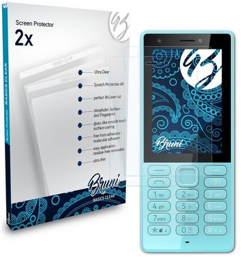 Bruni Schutzfolie Glasklare Displayschutzfolie für Nokia 216, (2 Folien), praktisch unsichtbar