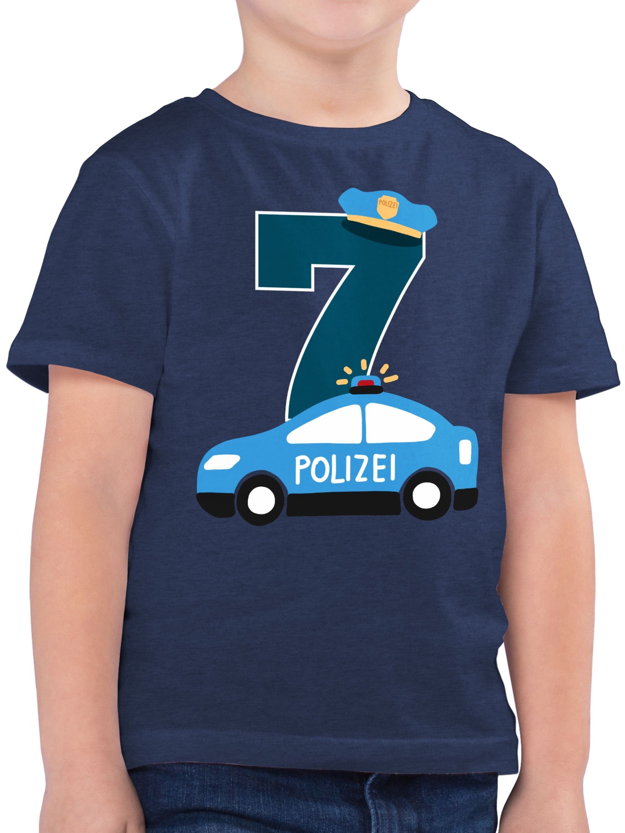 Shirtracer T-Shirt Polizei Siebter 7. Geburtstag 2 Dunkelblau Meliert