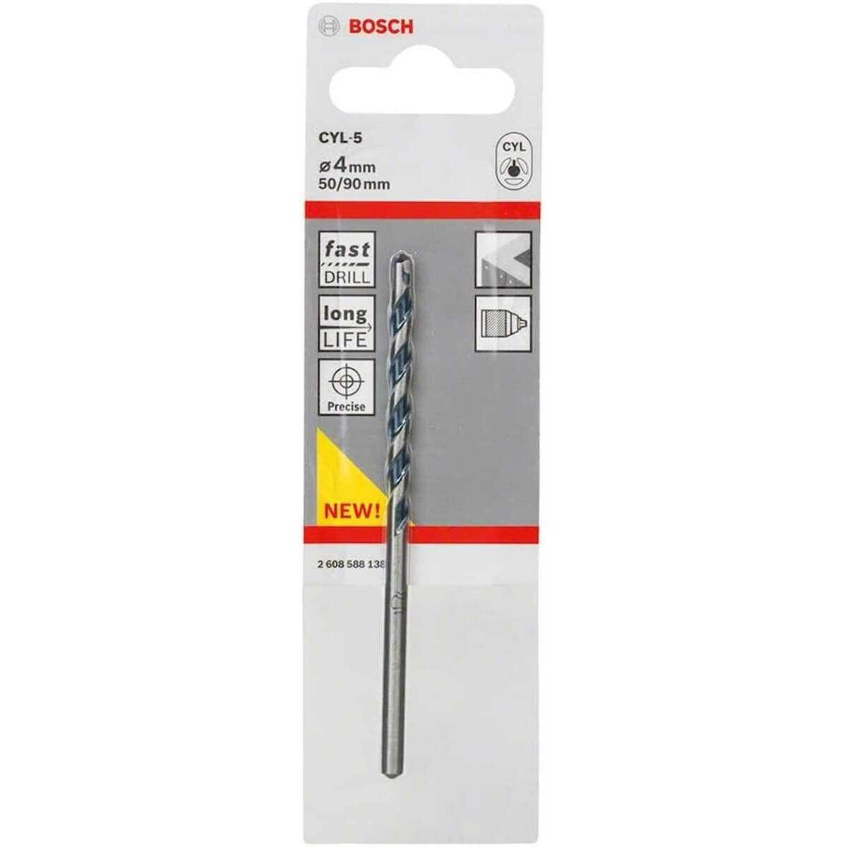 Bosch Professional Betonbohrer CYL-5 Betonbohrer für Beton, Ø 4 x 90 mm, Robust Line