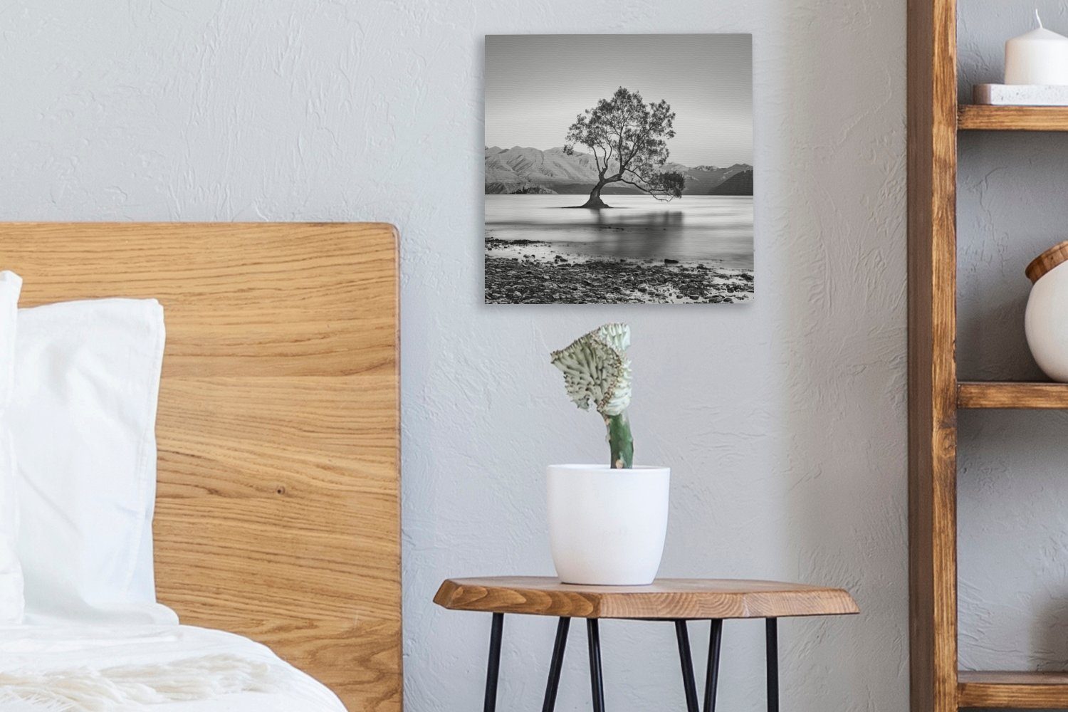 Wohnzimmer Weiß, Bilder - Schlafzimmer - - Neuseeland Baum St), Schwarz für Leinwand OneMillionCanvasses® Leinwandbild (1