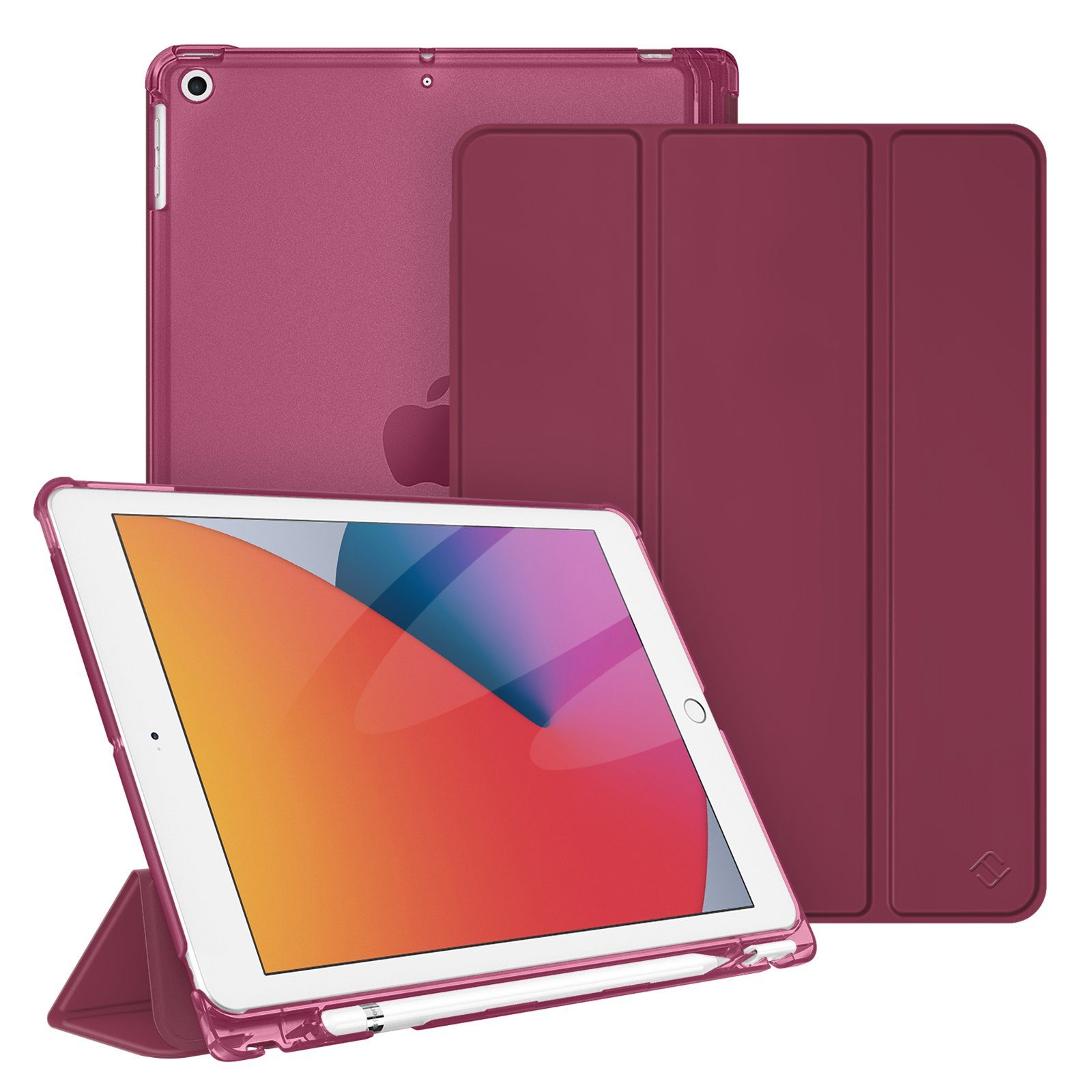 Fintie Tablet-Hülle für iPad 9. Gen 2021/8. Gen 2020/7. Gen 2019 10.2 Zoll mit Stifthalter, ultradünne leichte Case mit transparenter Rückseite & Auto Schlaf/Wach