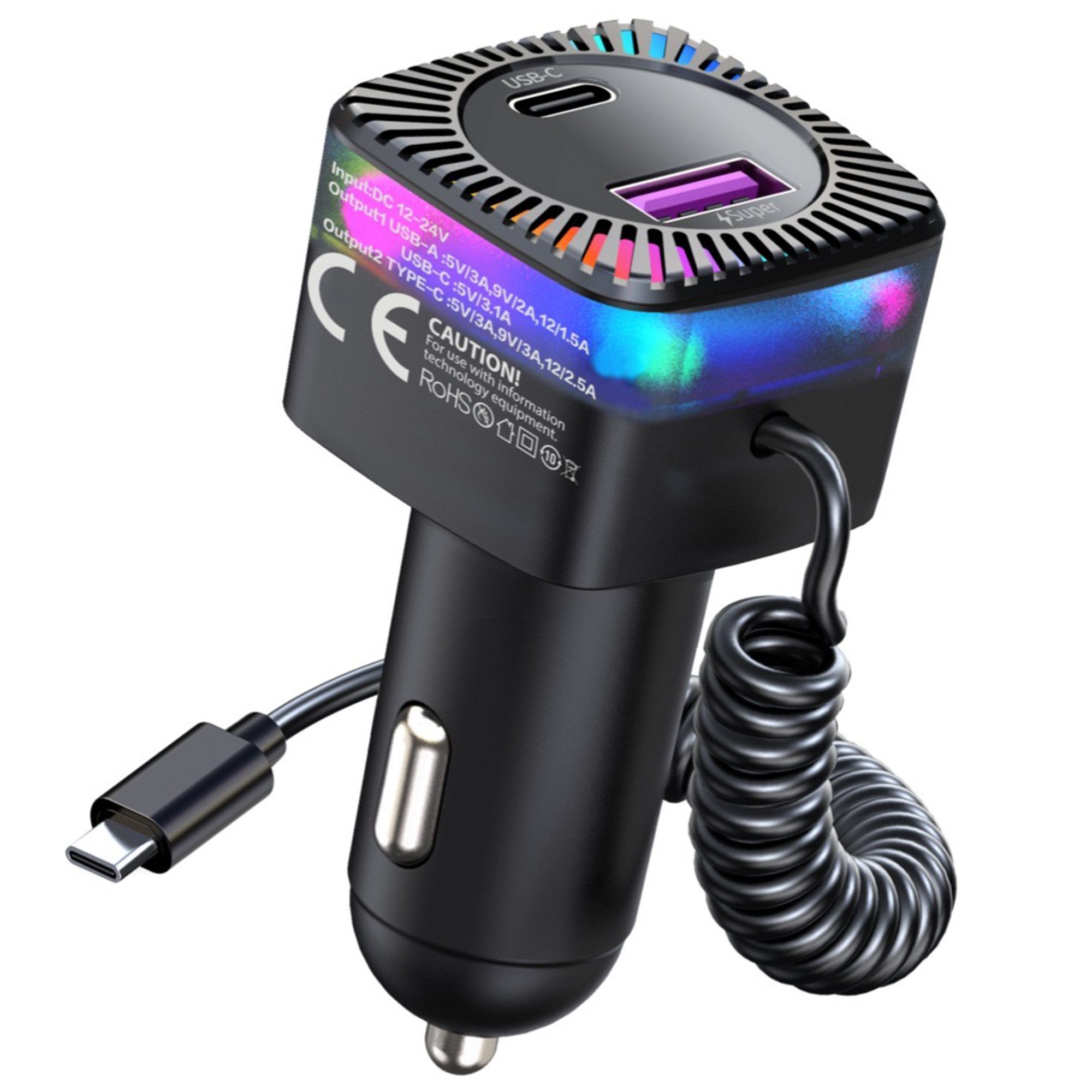 Auto Ladegerät USB Typ C Smart Ladeadapter KFZ Zigarettenanzünder KFZ-Adapter