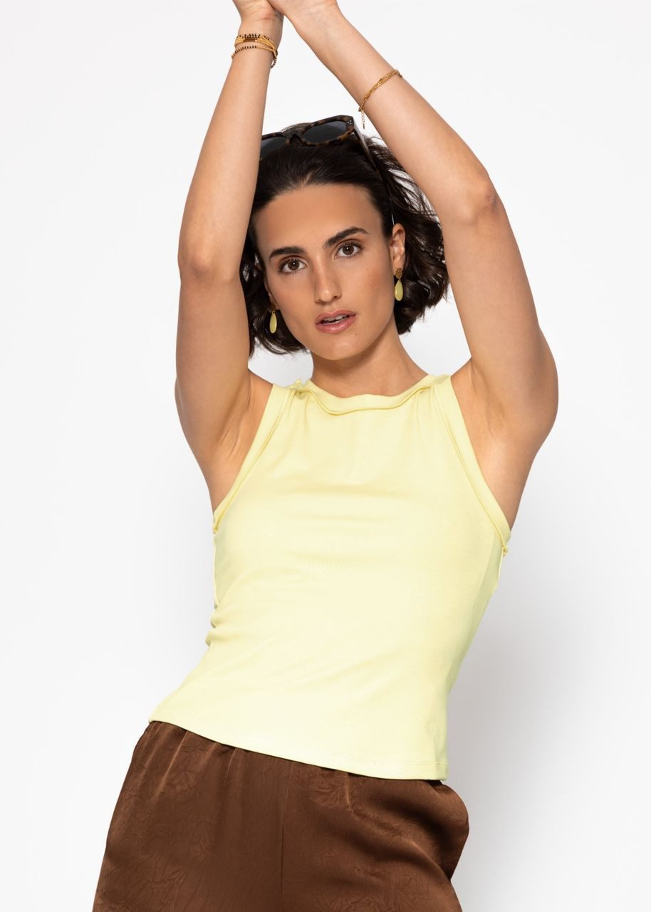 SASSYCLASSY T-Shirt Tank Top mit Außennähten Damen anliegendes Top mit Rundhalsauschnitt und Rückennaht weiß – Bild 4 von 5